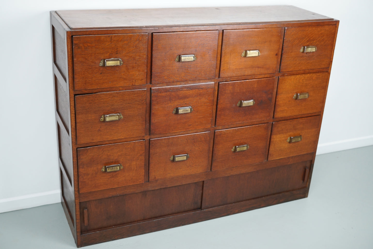 Antique Dutch Oak Apothecary Cabinet or Filing Cabinet, 1930s