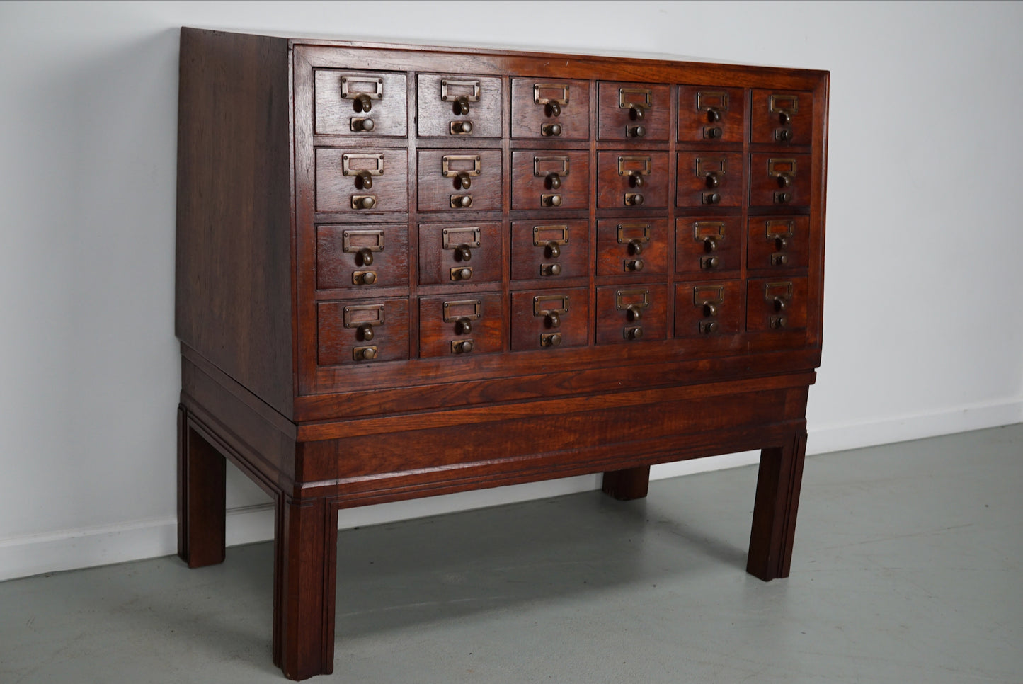 Antique Dutch Hardwood Apothecary / Filing Cabinet, 1920s