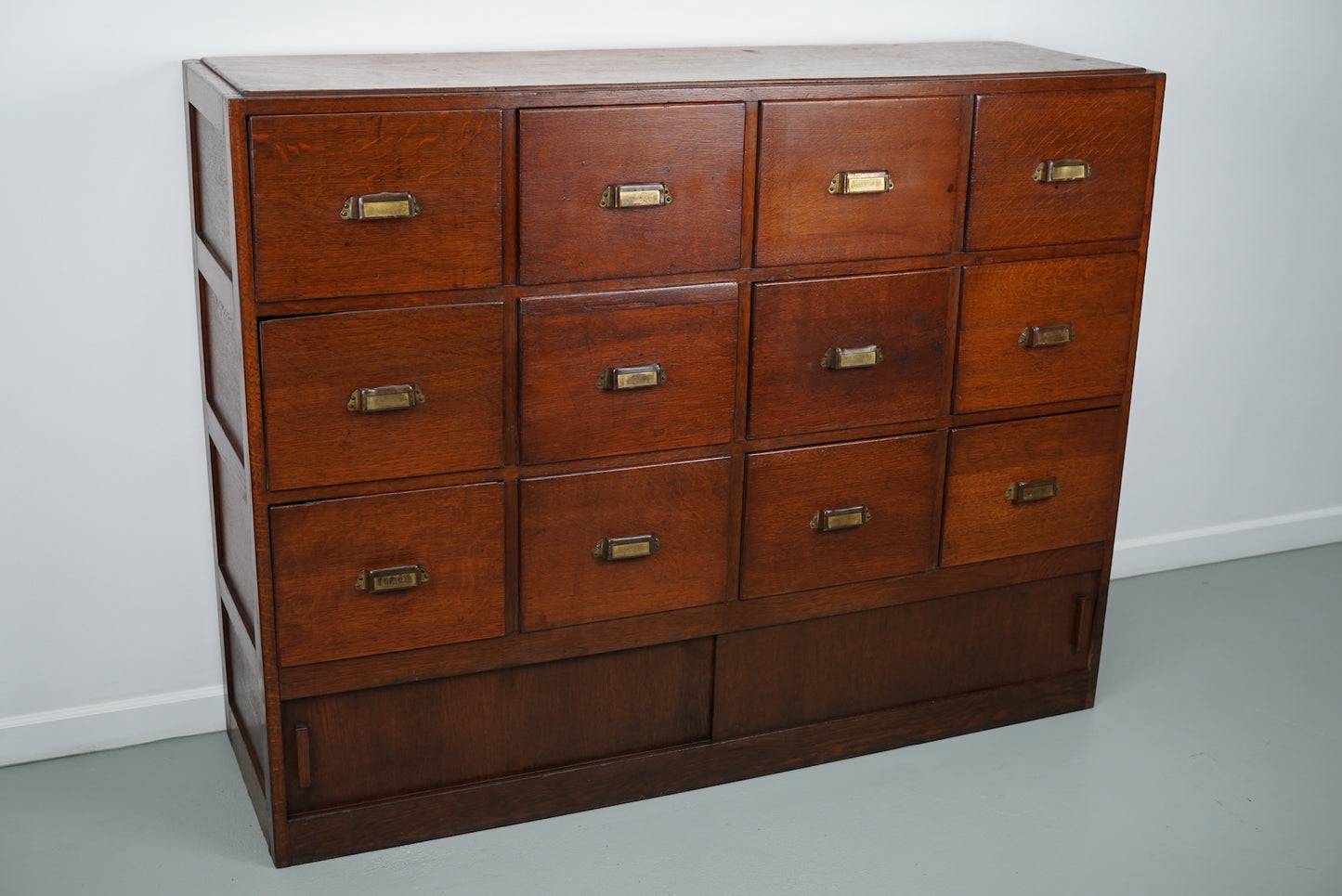 Antique Dutch Oak Apothecary Cabinet or Filing Cabinet, 1930s