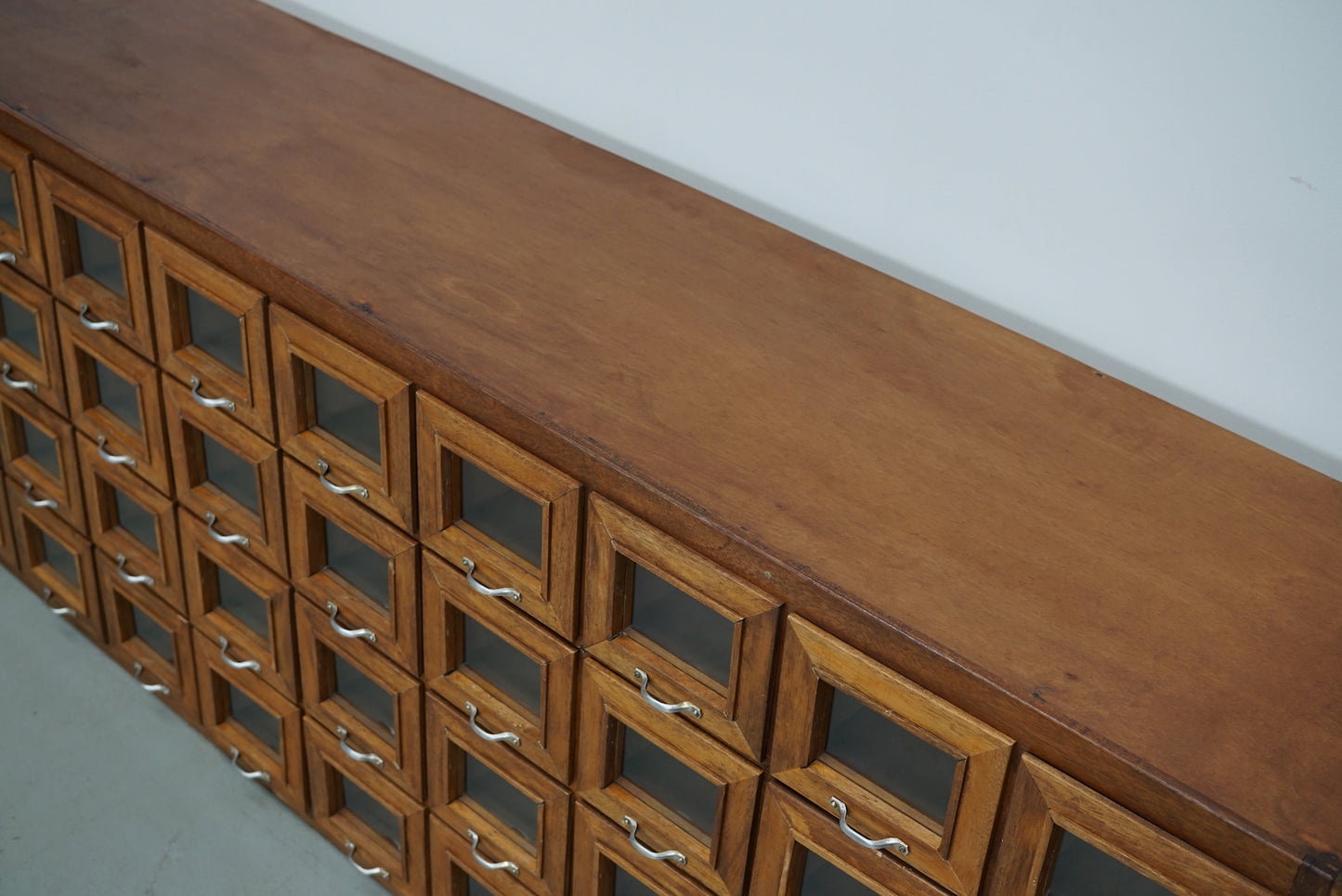 Vintage Dutch Beech Haberdashery Shop Cabinet / Vitrine, 1950s
