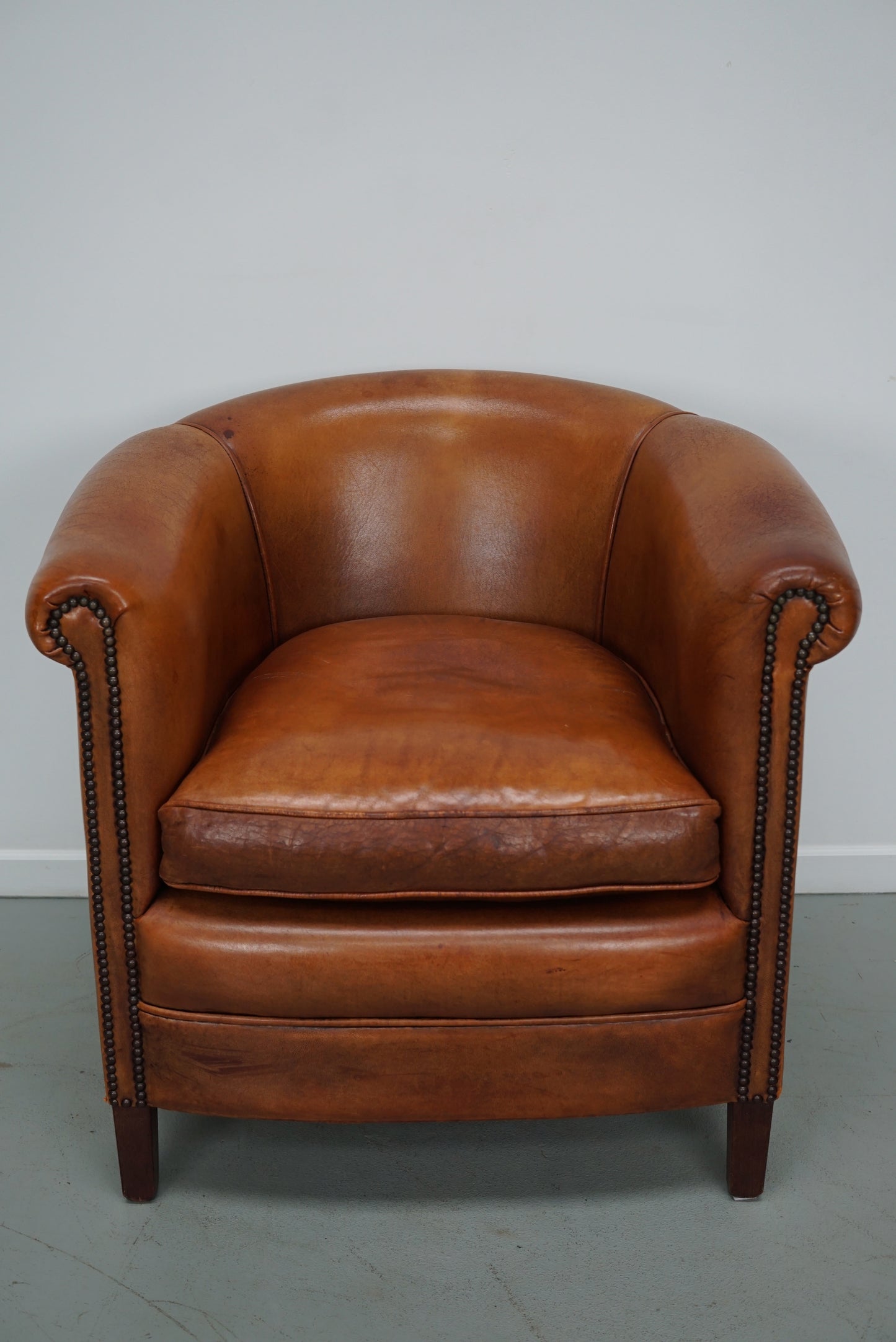 Vintage Dutch Cognac Colored Leather Club Chair
