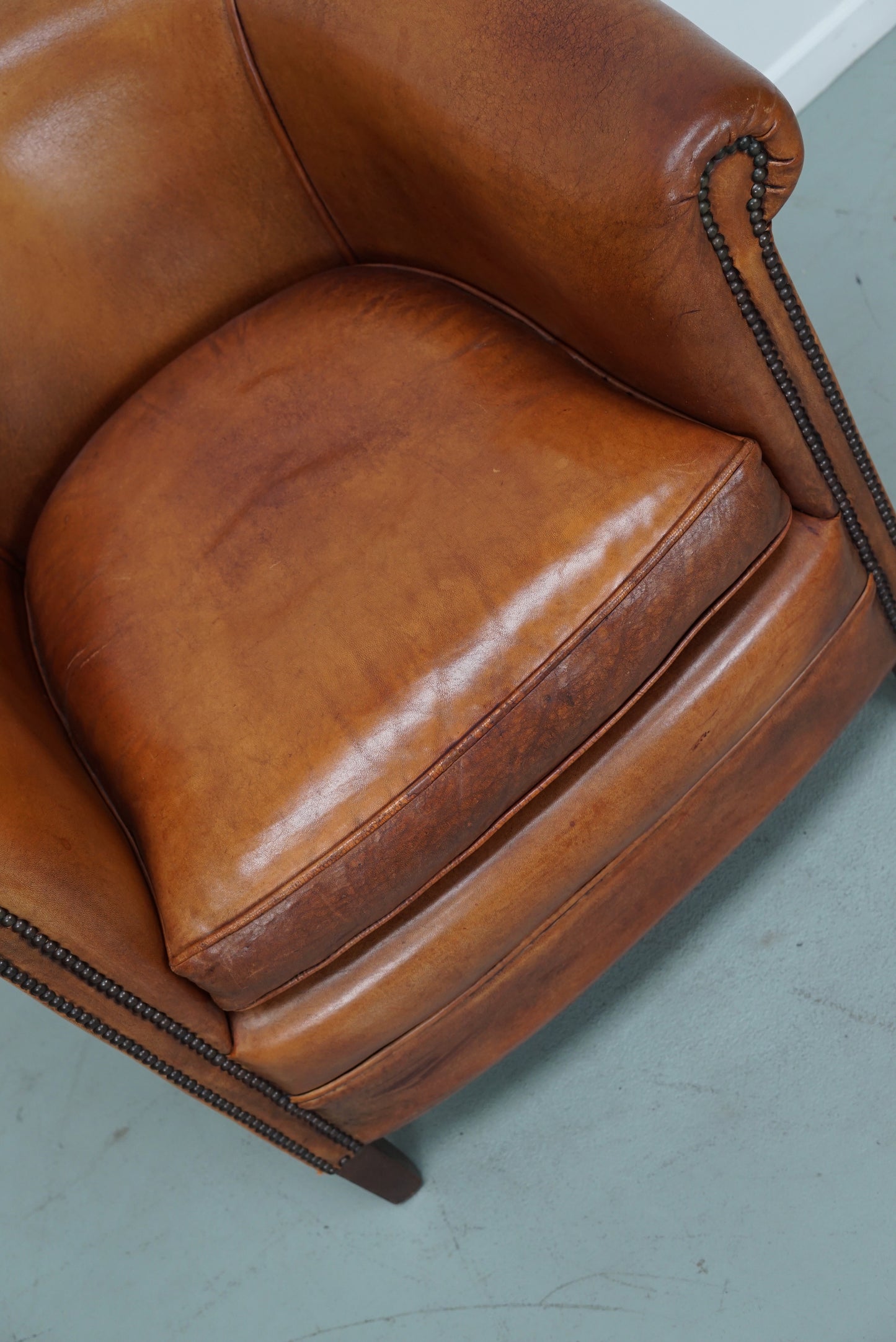 Vintage Dutch Cognac Colored Leather Club Chair