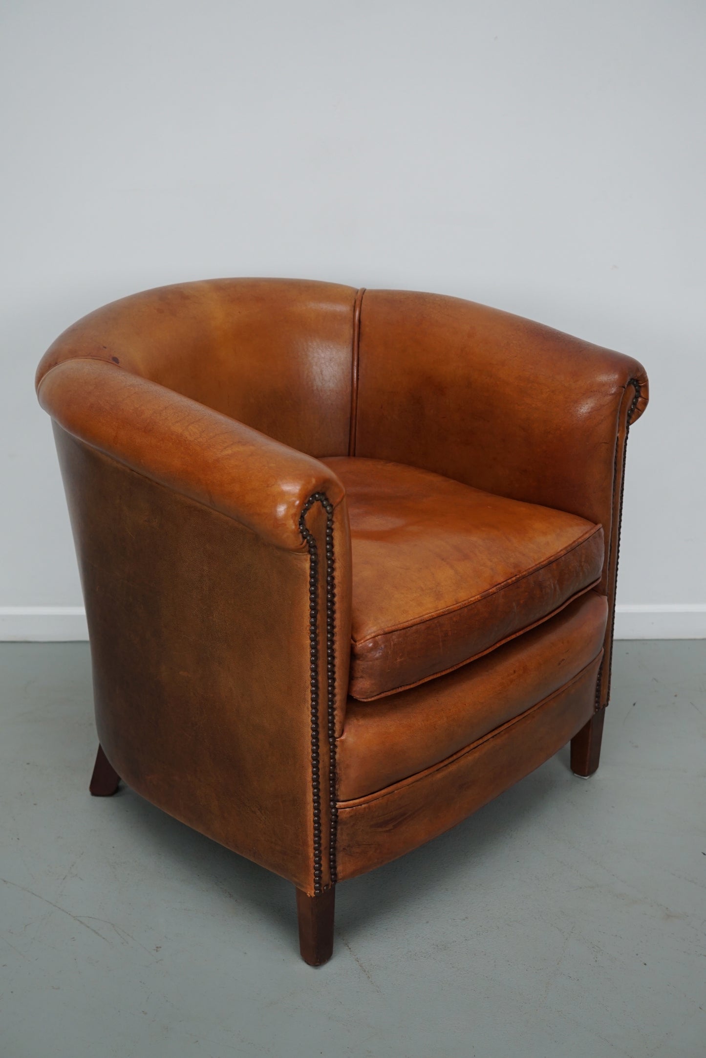 Vintage Dutch Cognac Colored Leather Club Chair