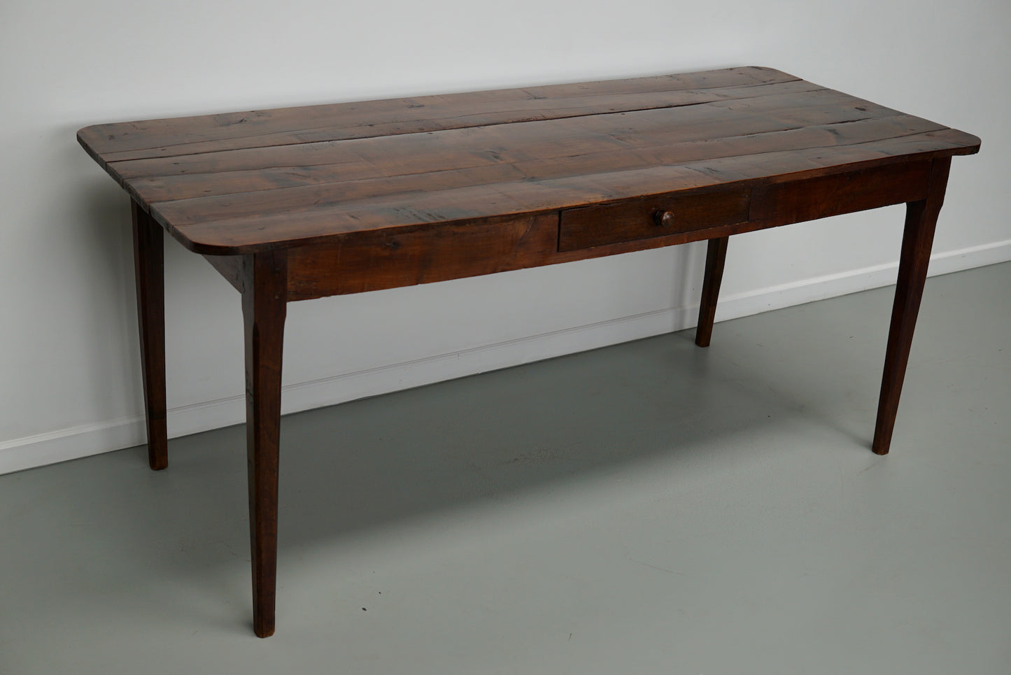 Antique Fruitwood 19th Century French Rustic Farmhouse Dining Table