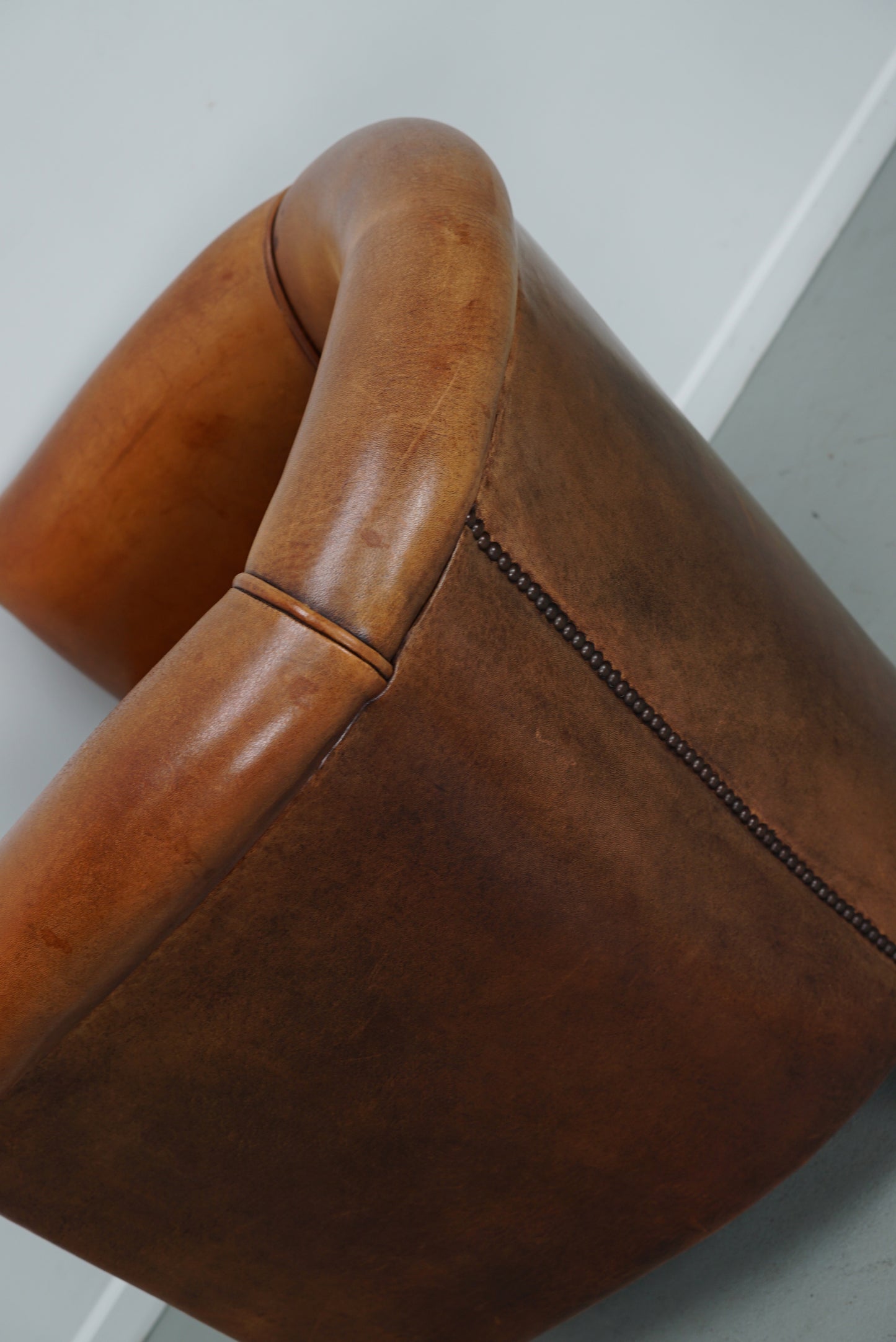 Vintage Dutch Cognac Colored Leather Club Chair