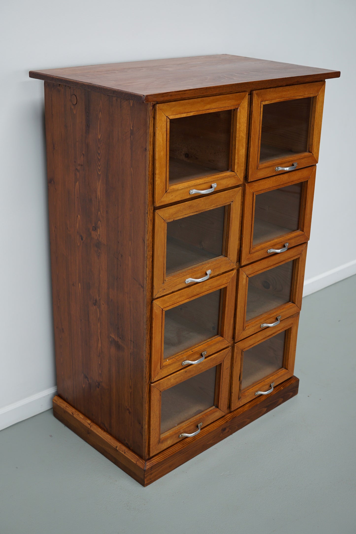 Vintage Dutch Beech & Pine Haberdashery Shop Cabinet / Vitrine, 1950s