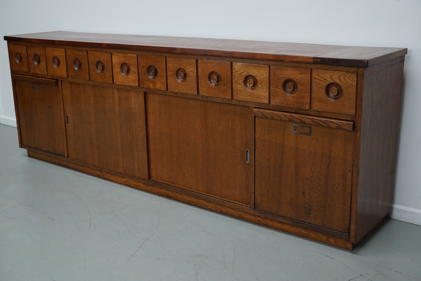 Large Dutch Industrial Oak Apothecary / Bakery Cabinet, circa 1950s