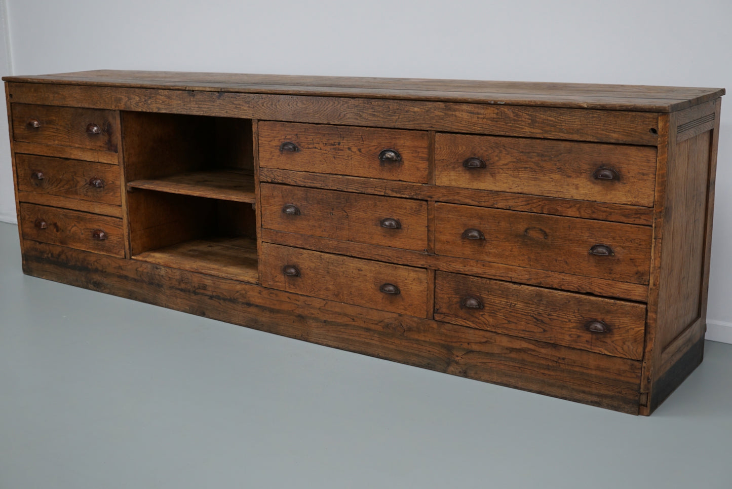 Large Vintage Dutch Oak Art Deco Shop Counter / Kitchen Island, 1930s