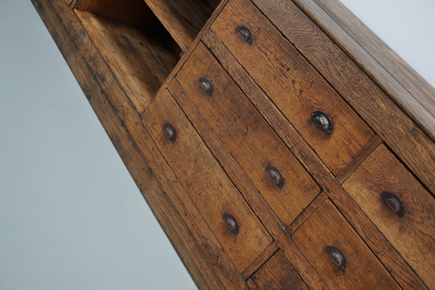 Large Vintage Dutch Oak Art Deco Shop Counter / Kitchen Island, 1930s