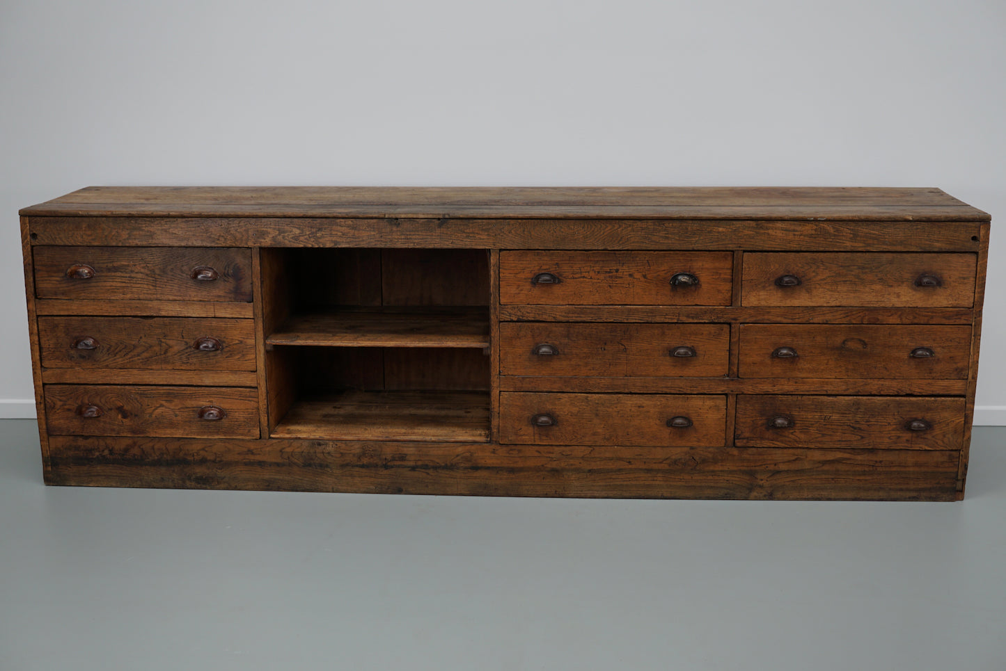 Large Vintage Dutch Oak Art Deco Shop Counter / Kitchen Island, 1930s