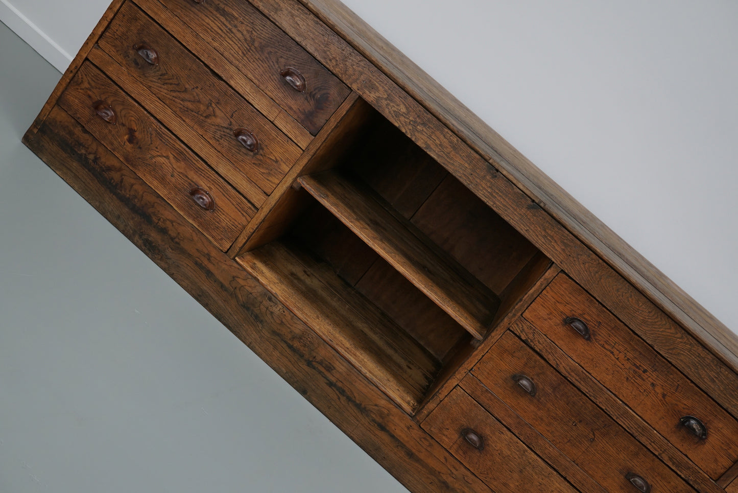 Large Vintage Dutch Oak Art Deco Shop Counter / Kitchen Island, 1930s