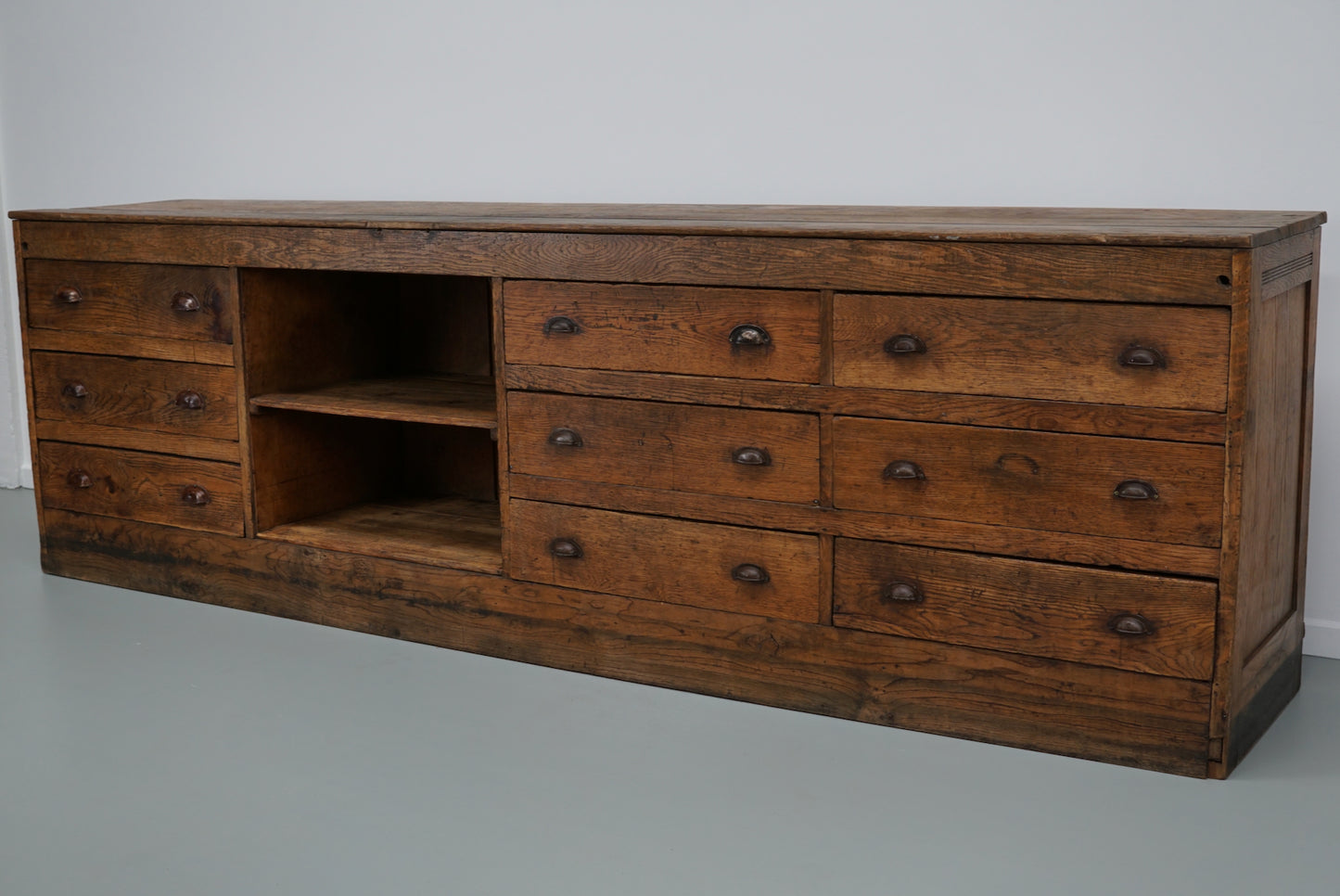 Large Vintage Dutch Oak Art Deco Shop Counter / Kitchen Island, 1930s