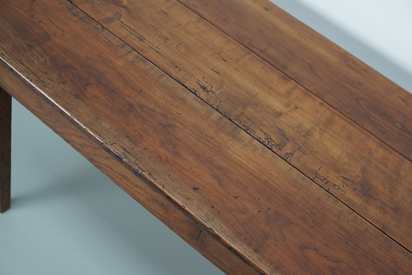Antique Fruitwood 19th Century French Rustic Farmhouse Dining Table