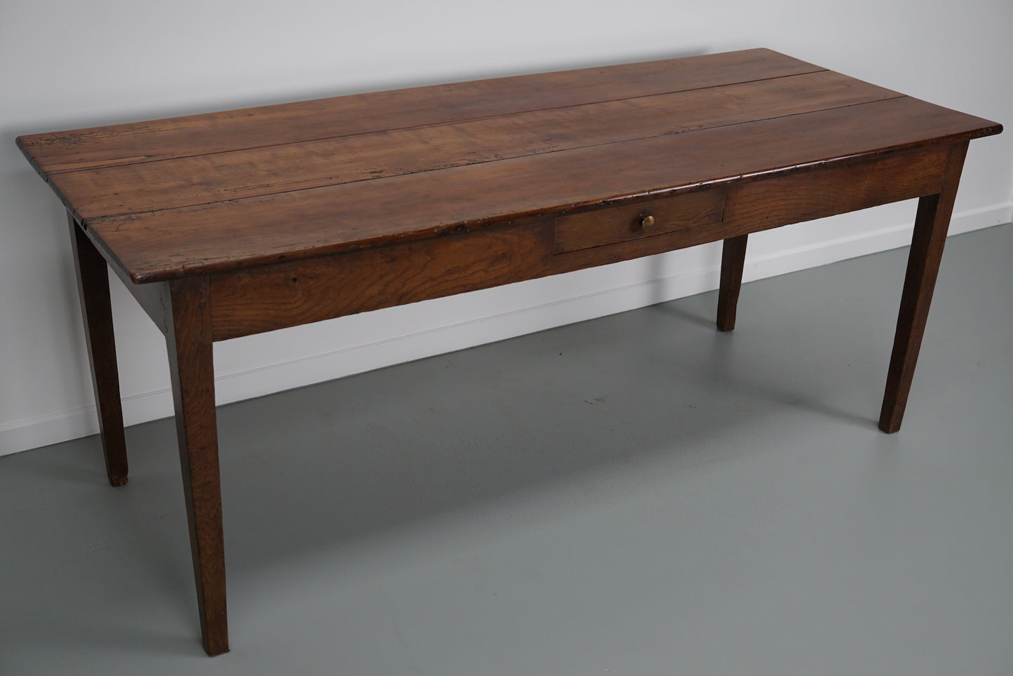 Antique Fruitwood 19th Century French Rustic Farmhouse Dining Table