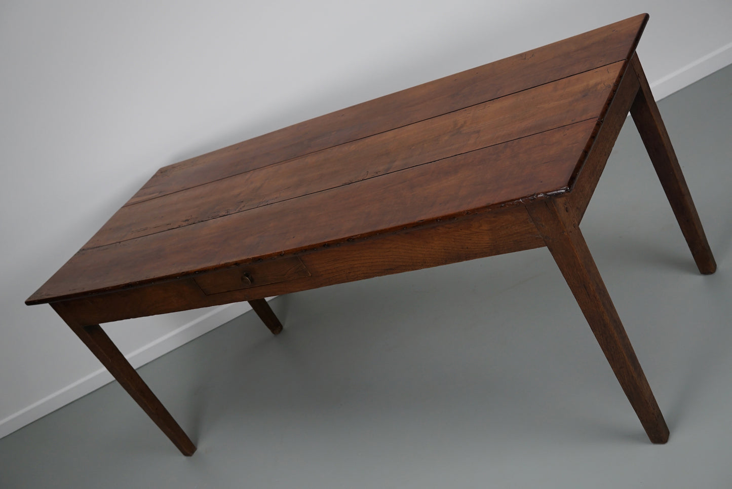Antique Fruitwood 19th Century French Rustic Farmhouse Dining Table