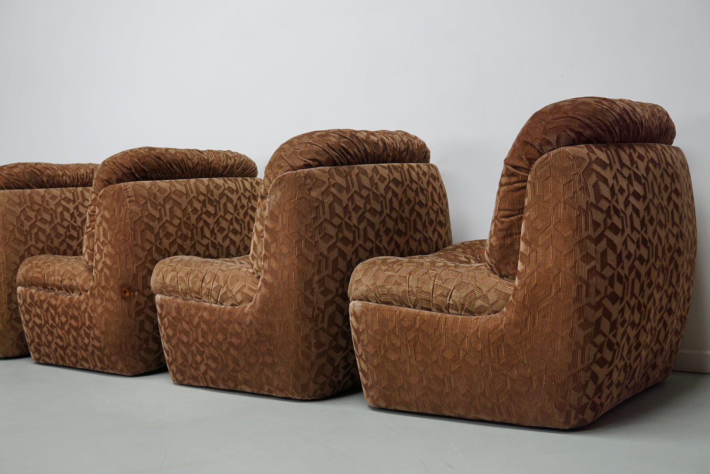 Vintage 4-seat Brown Italian Modular Design Sofa Corduroy, 1970s