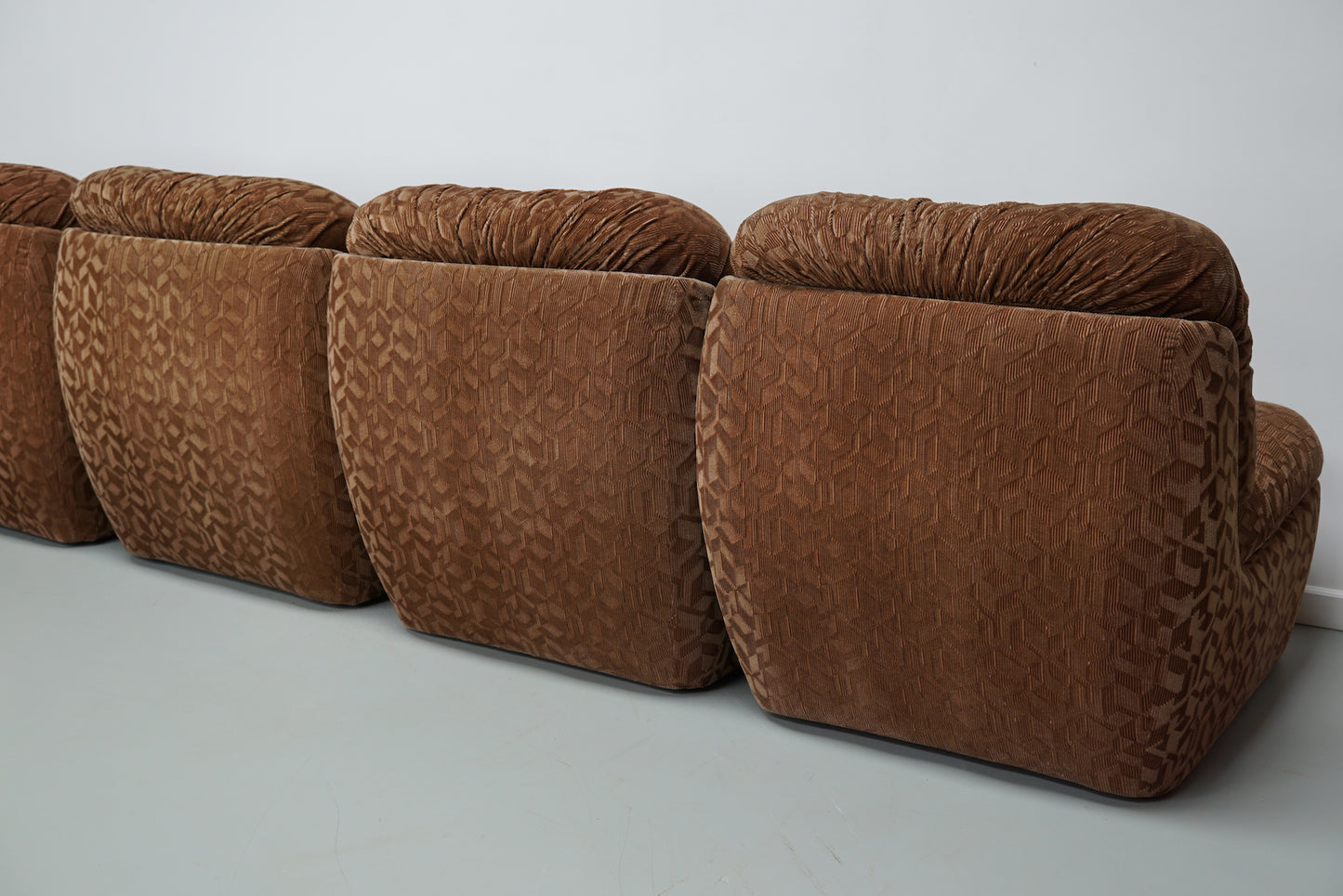 Vintage 4-seat Brown Italian Modular Design Sofa Corduroy, 1970s