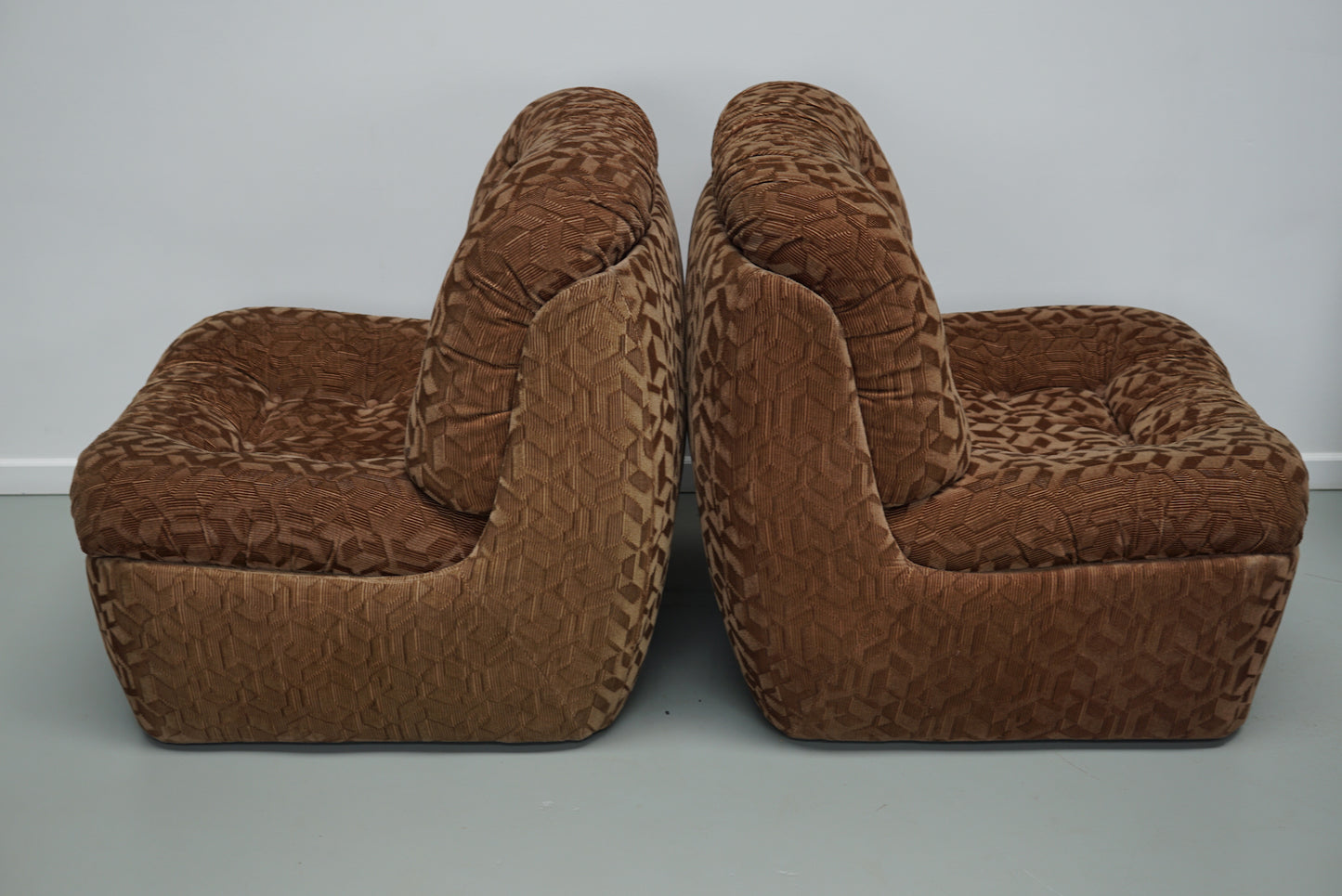 Vintage 4-seat Brown Italian Modular Design Sofa Corduroy, 1970s