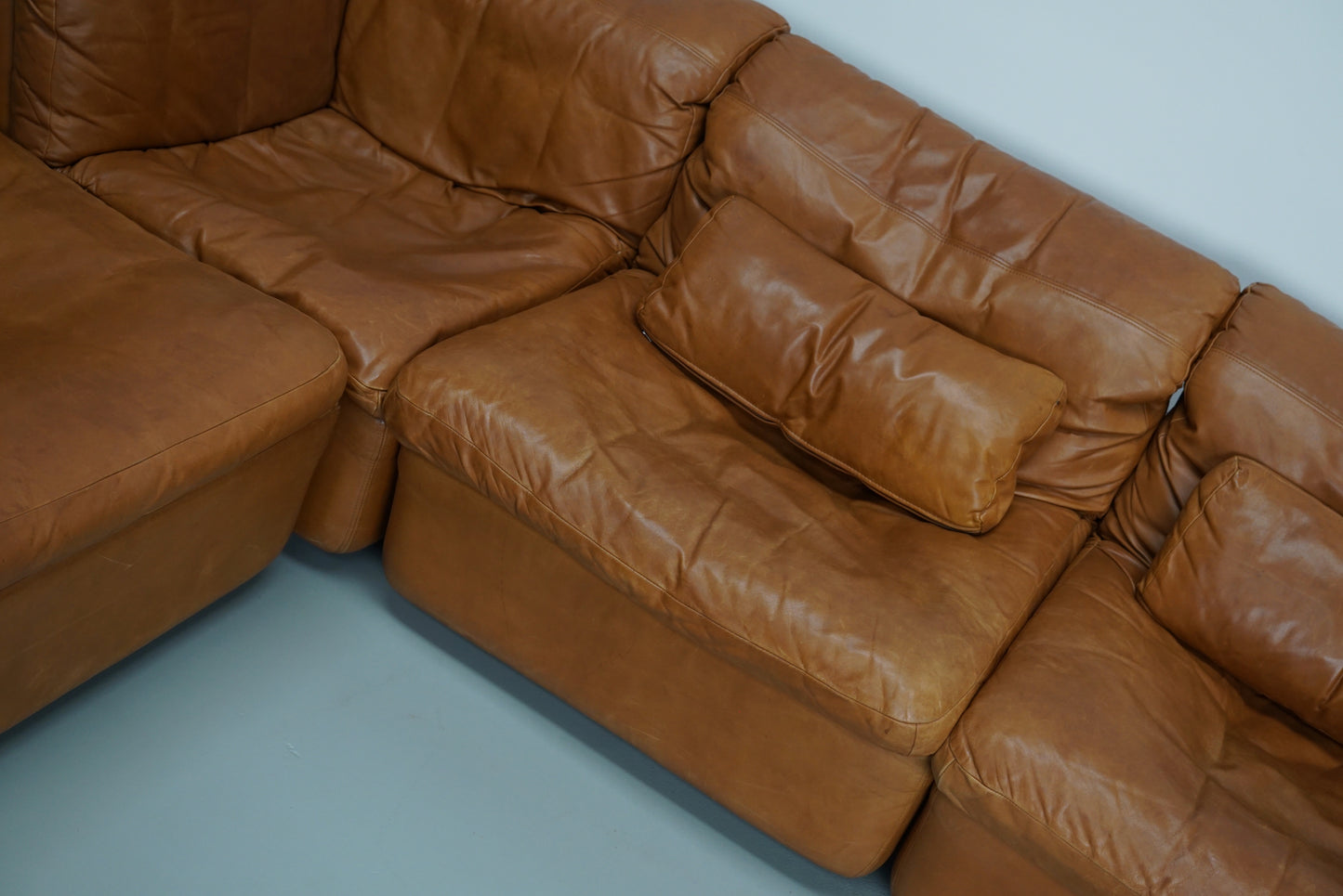 Vintage Cognac Leather Modular Sectional Sofa By Rolf Benz, Germany 1970