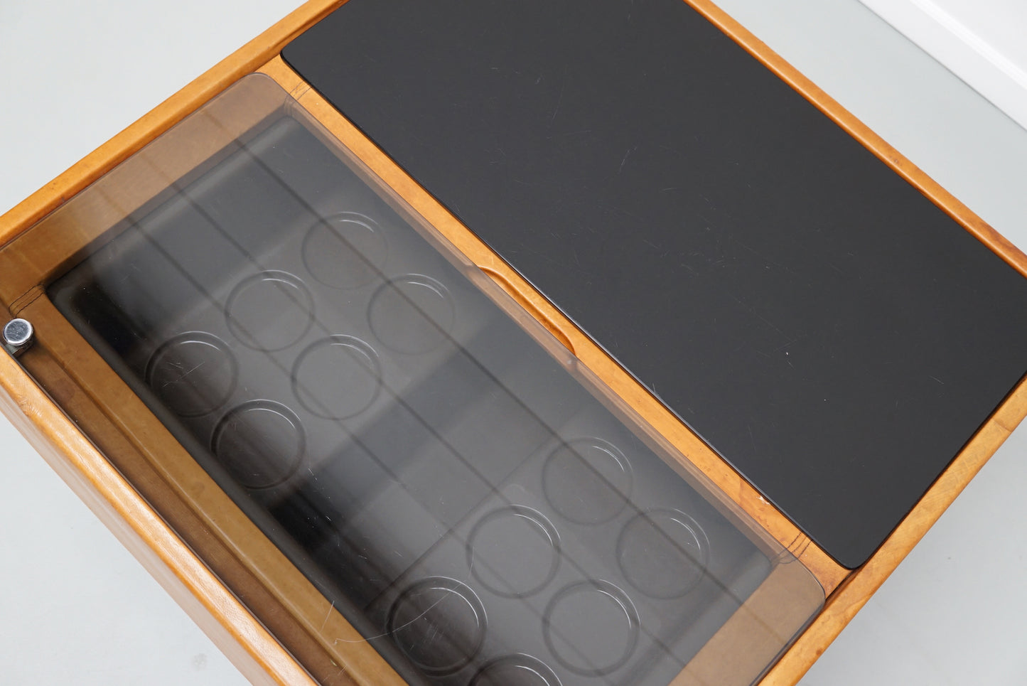 Vintage Cognac Leather Coffee Table / Bar by De Sede, 1960/70s