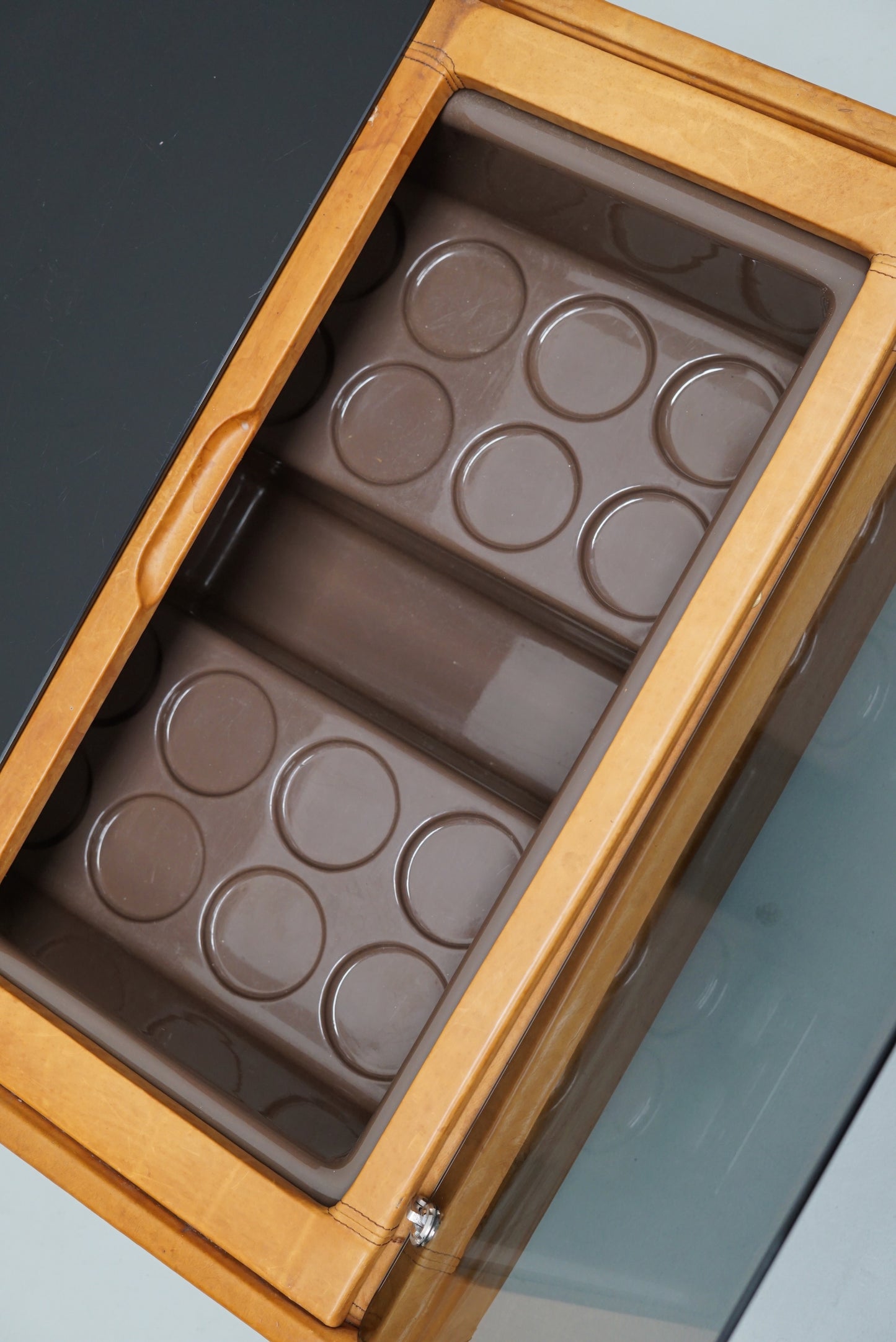 Vintage Cognac Leather Coffee Table / Bar by De Sede, 1960/70s