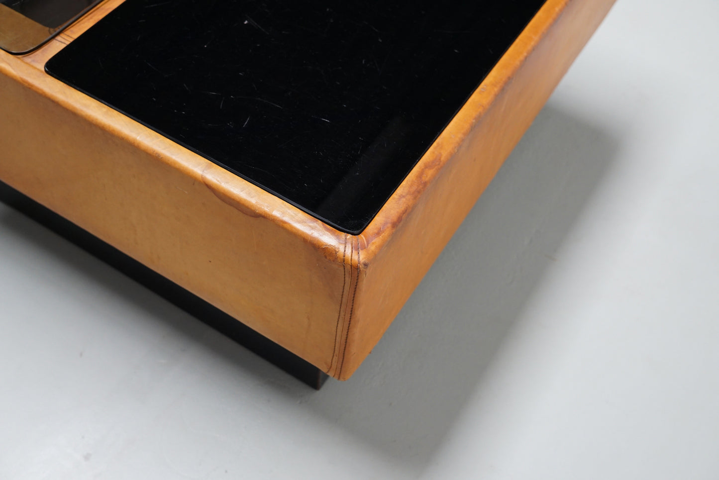 Vintage Cognac Leather Coffee Table / Bar by De Sede, 1960/70s