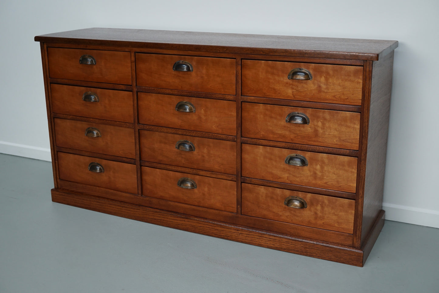 Vintage Dutch Cherry Apothecary / Filing Cabinet, 1930s