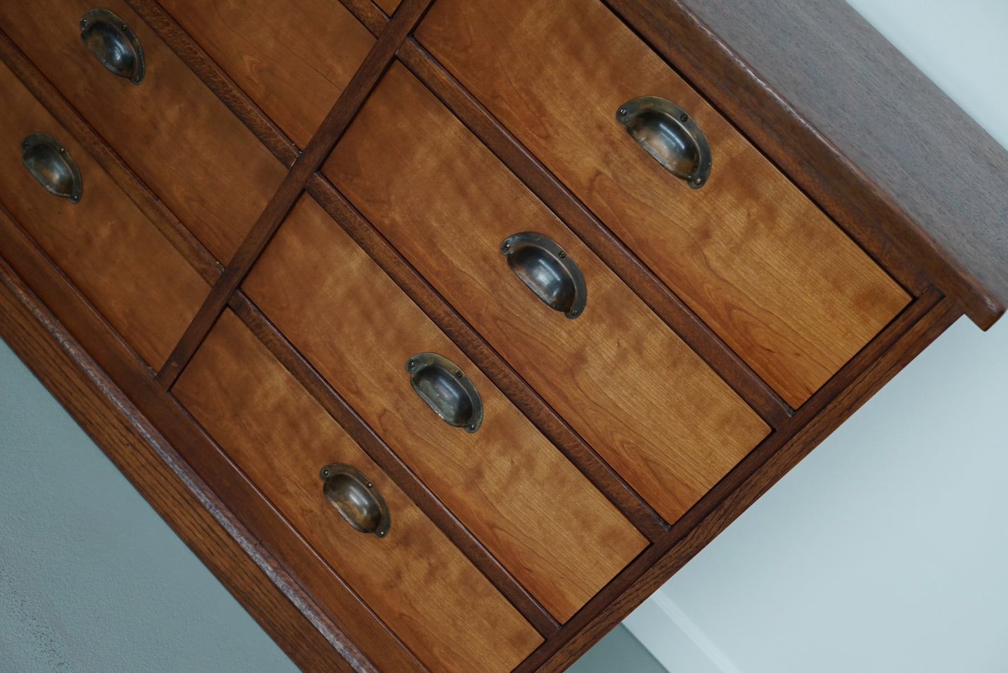 Vintage Dutch Cherry Apothecary / Filing Cabinet, 1930s
