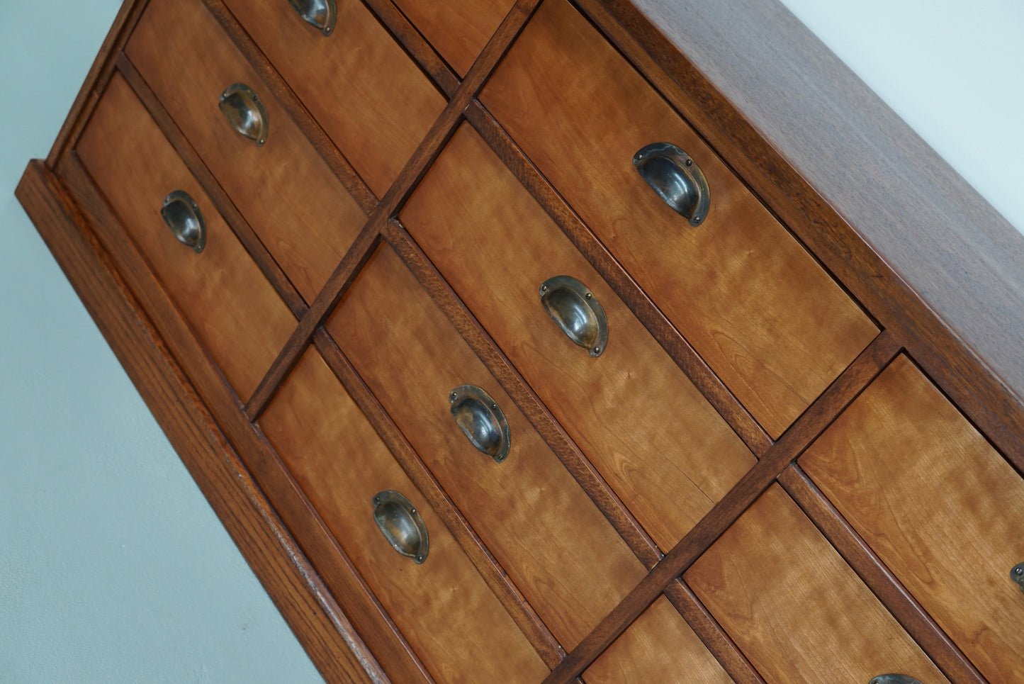 Vintage Dutch Cherry Apothecary / Filing Cabinet, 1930s