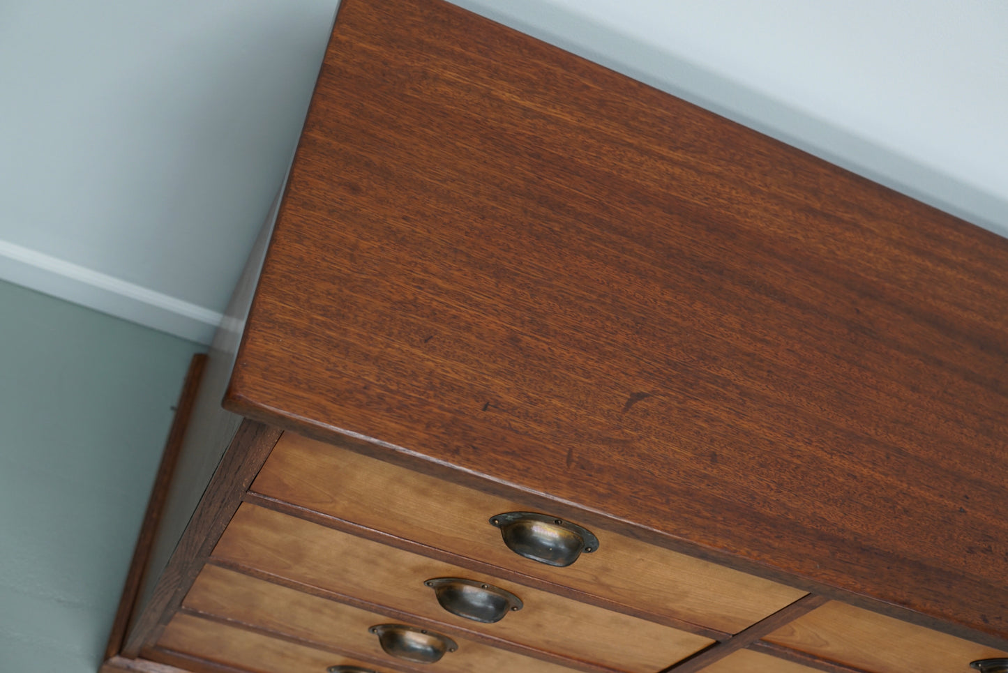 Vintage Dutch Cherry Apothecary / Filing Cabinet, 1930s