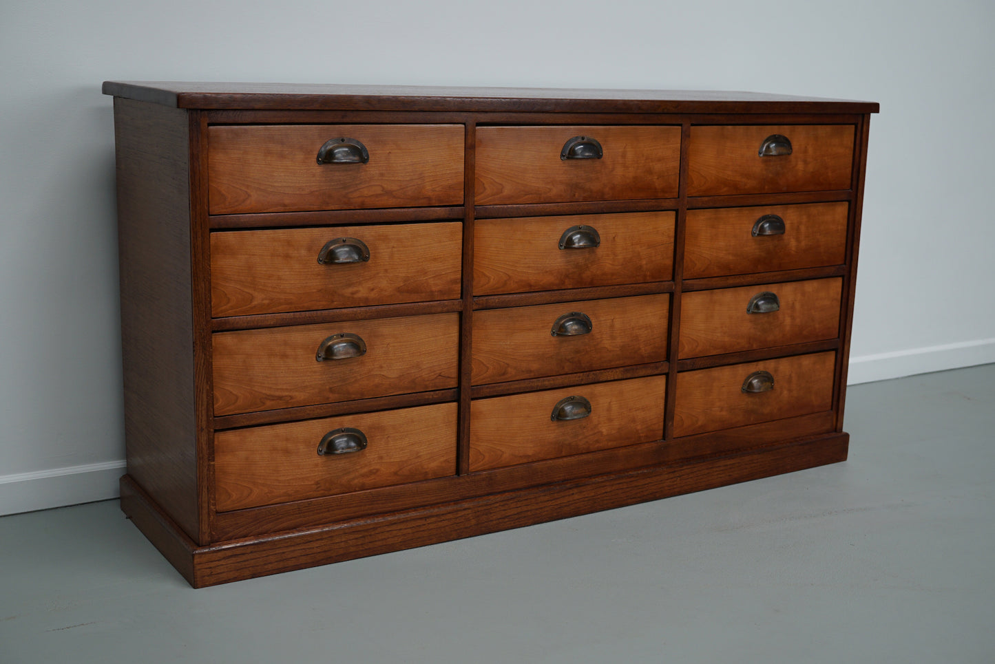 Vintage Dutch Cherry Apothecary / Filing Cabinet, 1930s