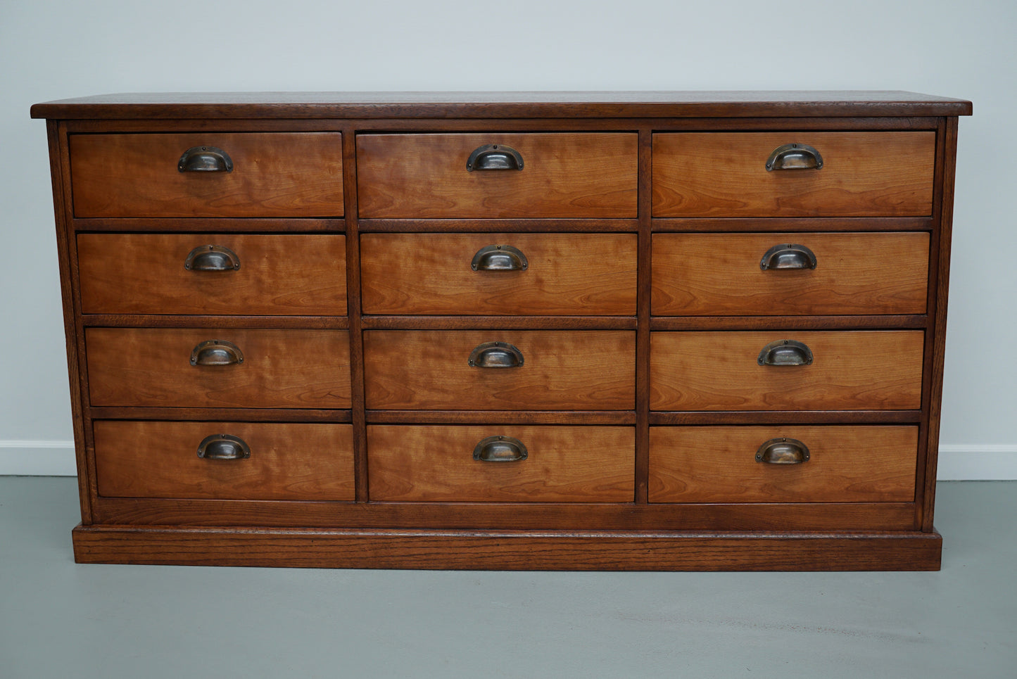 Vintage Dutch Cherry Apothecary / Filing Cabinet, 1930s