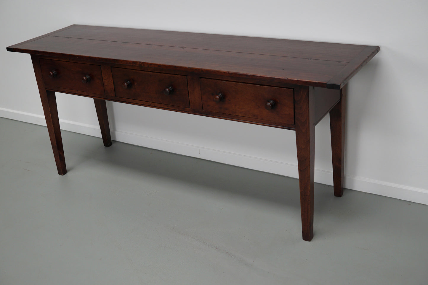 Vintage English Rustic Farmhouse Cherry Side Table, 1950s