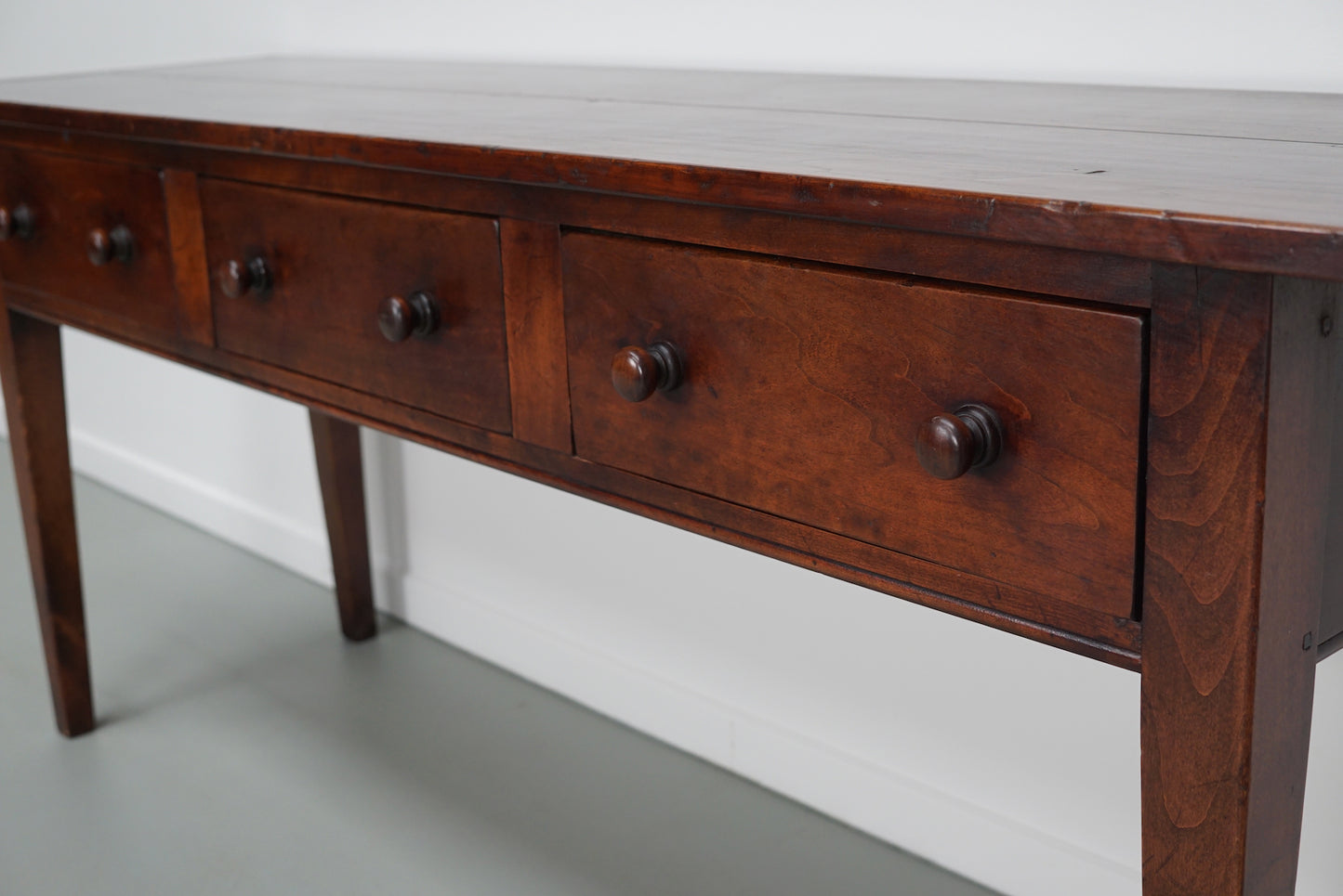 Vintage English Rustic Farmhouse Cherry Side Table, 1950s