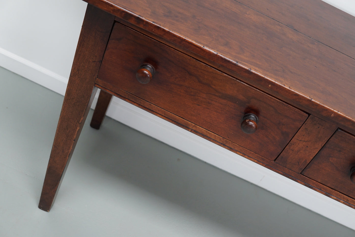 Vintage English Rustic Farmhouse Cherry Side Table, 1950s