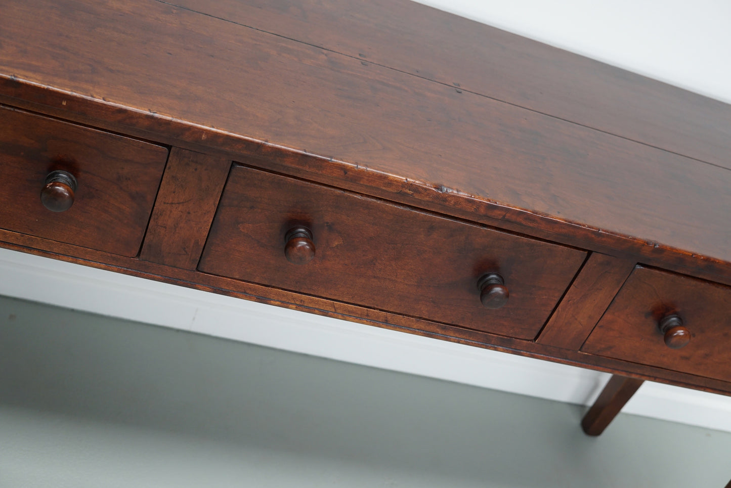 Vintage English Rustic Farmhouse Cherry Side Table, 1950s