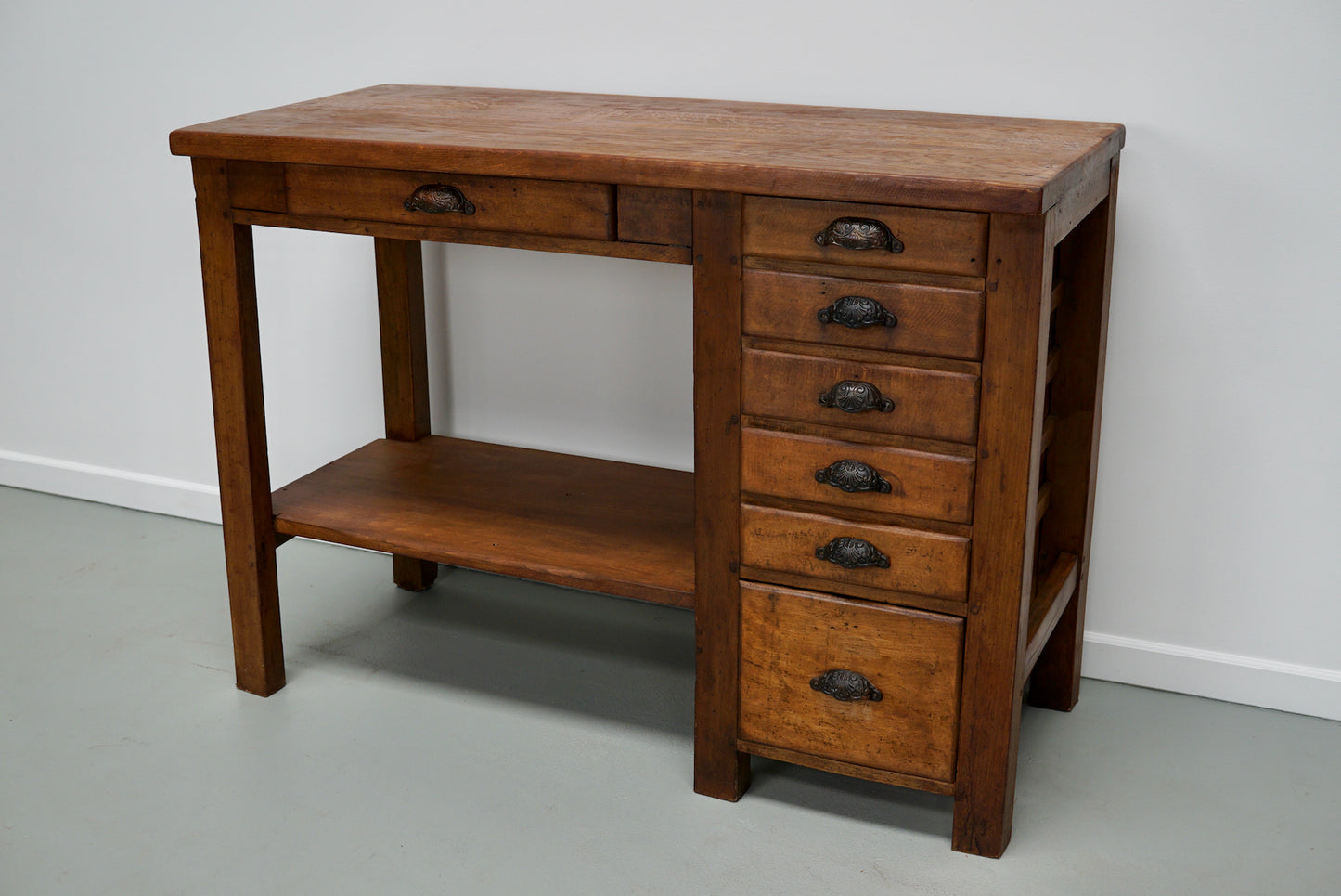 Vintage French Oak and Beech Jewelers / Watchmakers Workbench, 1930s