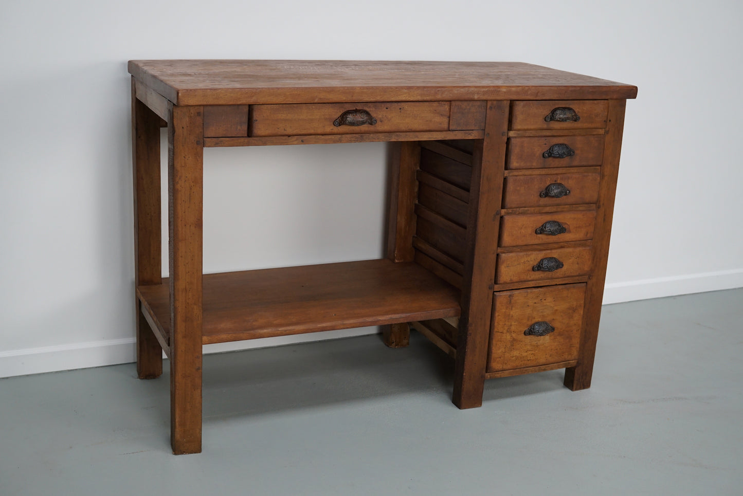 Vintage French Oak and Beech Jewelers / Watchmakers Workbench, 1930s