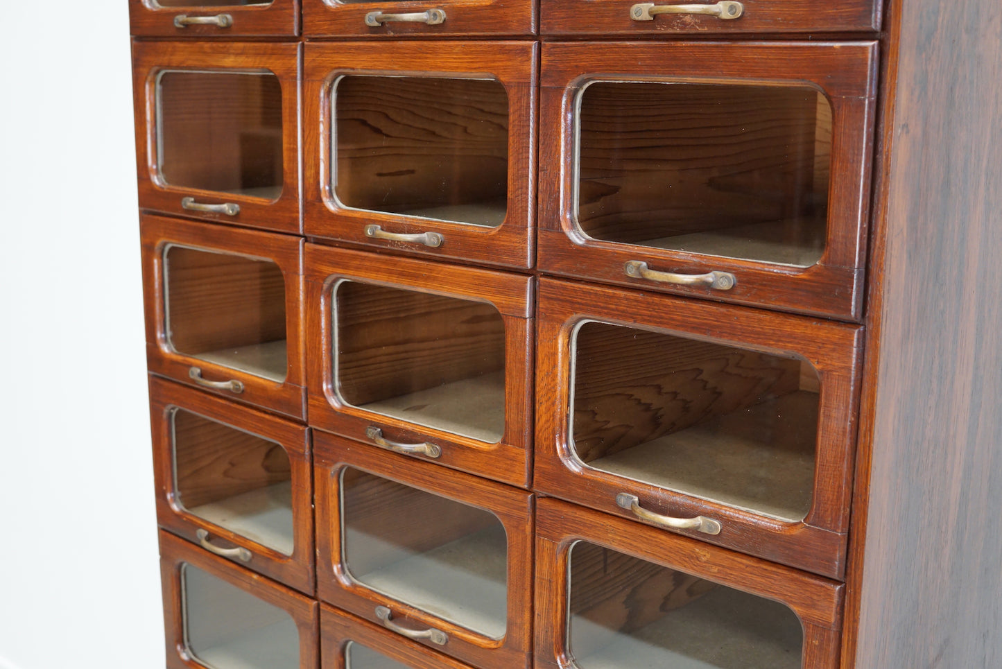 English Haberdashery Shop Cabinet with Glass Fronted Drawers, Circa 1930s