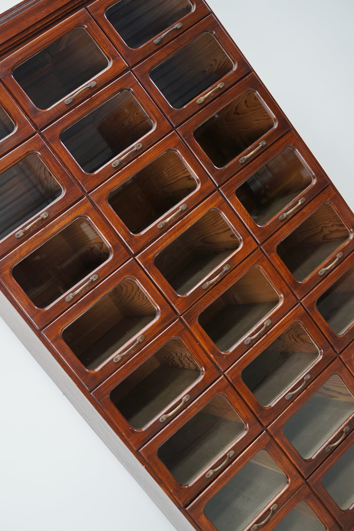 English Haberdashery Shop Cabinet with Glass Fronted Drawers, Circa 1930s