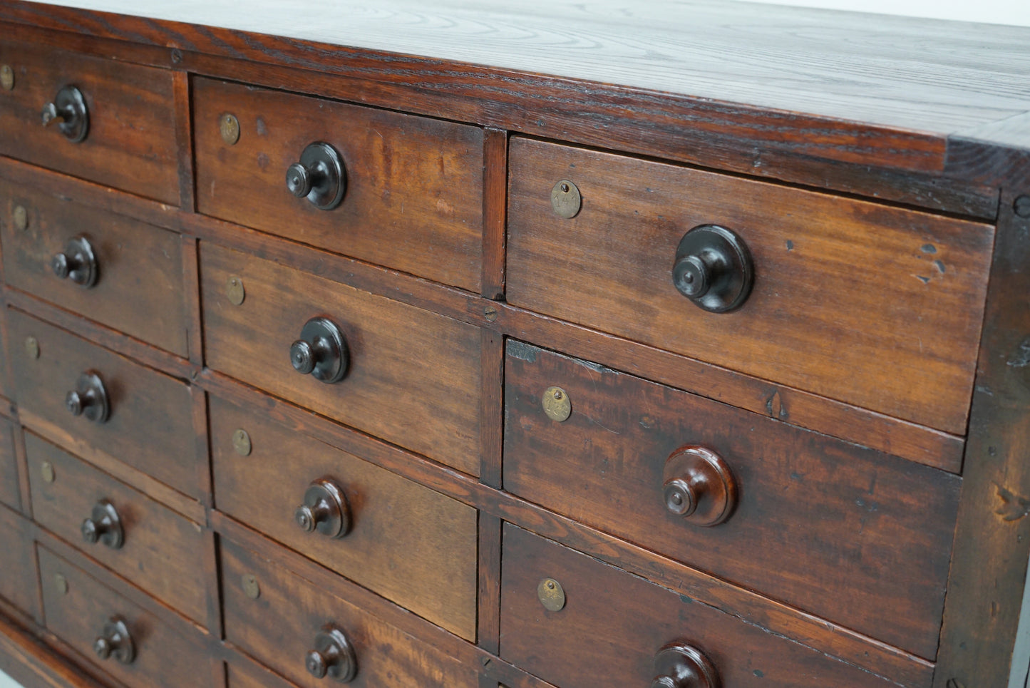 Very Large Antique Hardwood Apothecary Cabinet / Bank of Drawers, ca 1900