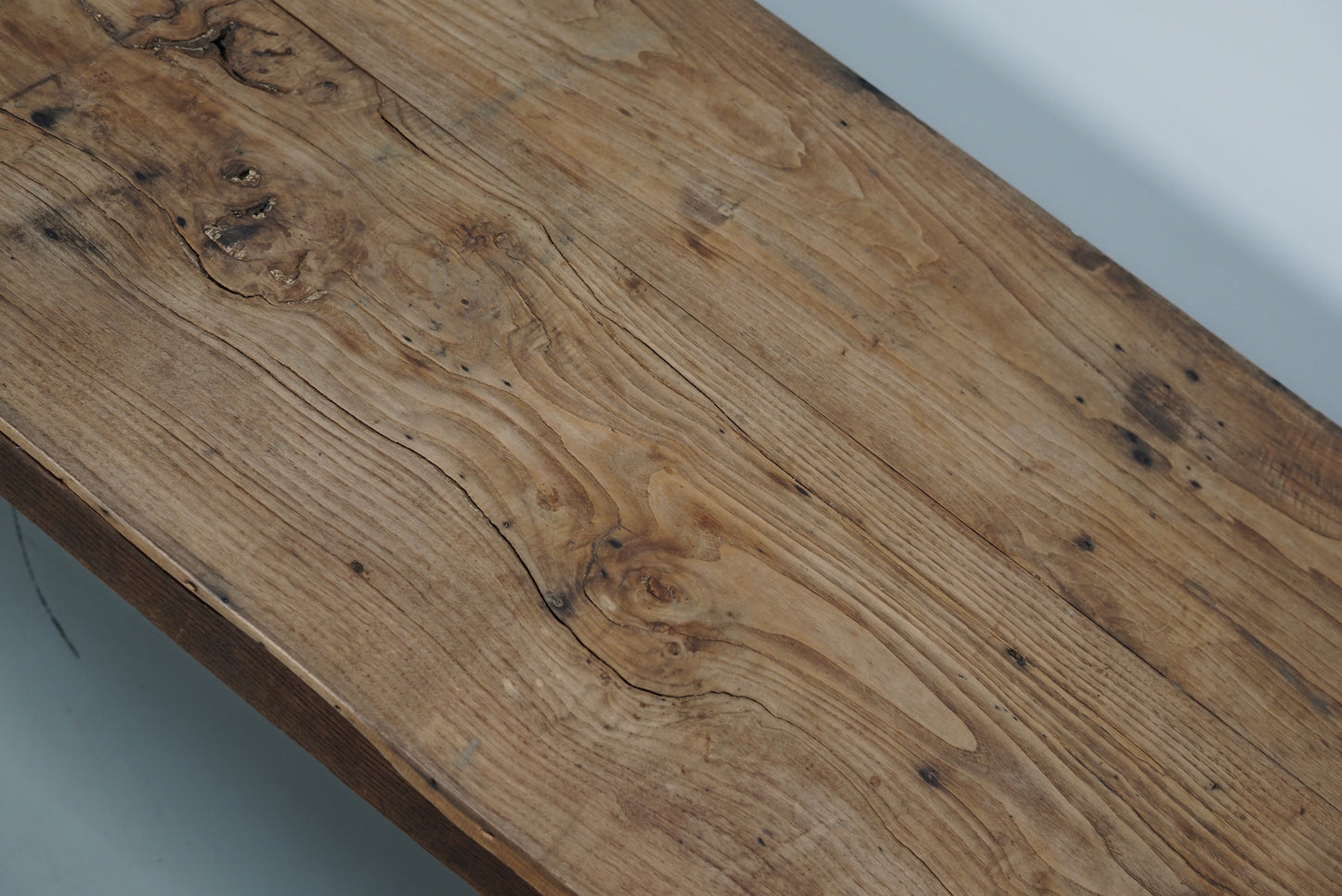 Antique Light Elm 19th Century French Rustic Farmhouse Dining Table