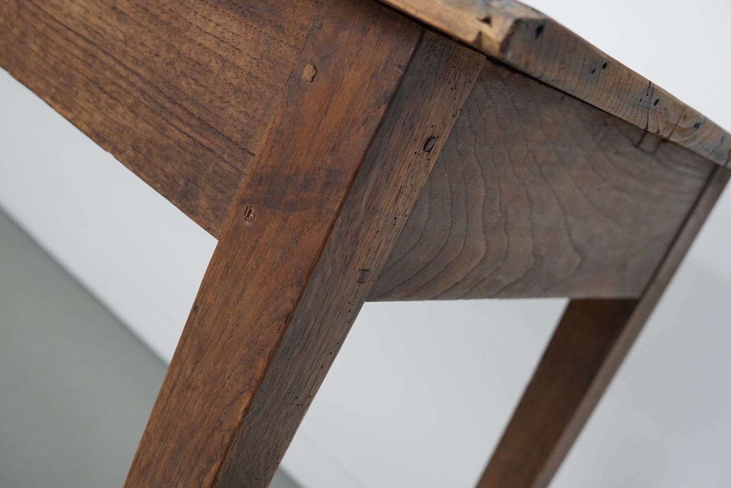 Antique Light Elm 19th Century French Rustic Farmhouse Dining Table