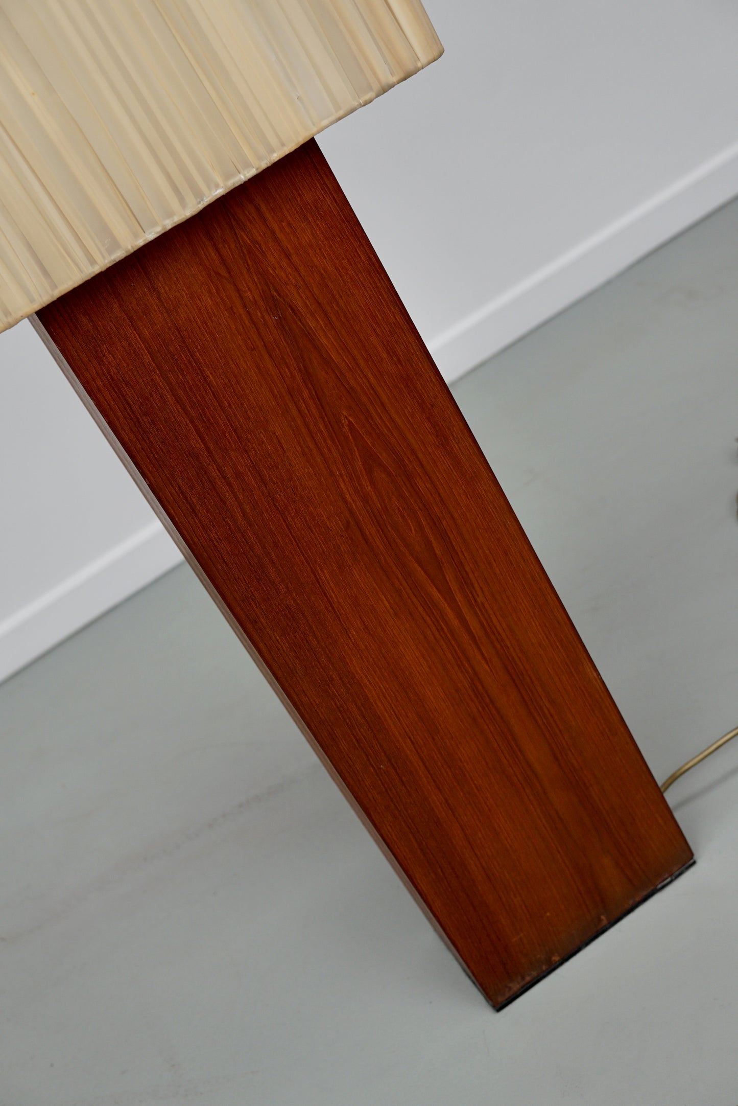 Large Vintage Teak Floorlamp with Square Beige Shade, 1960/70s