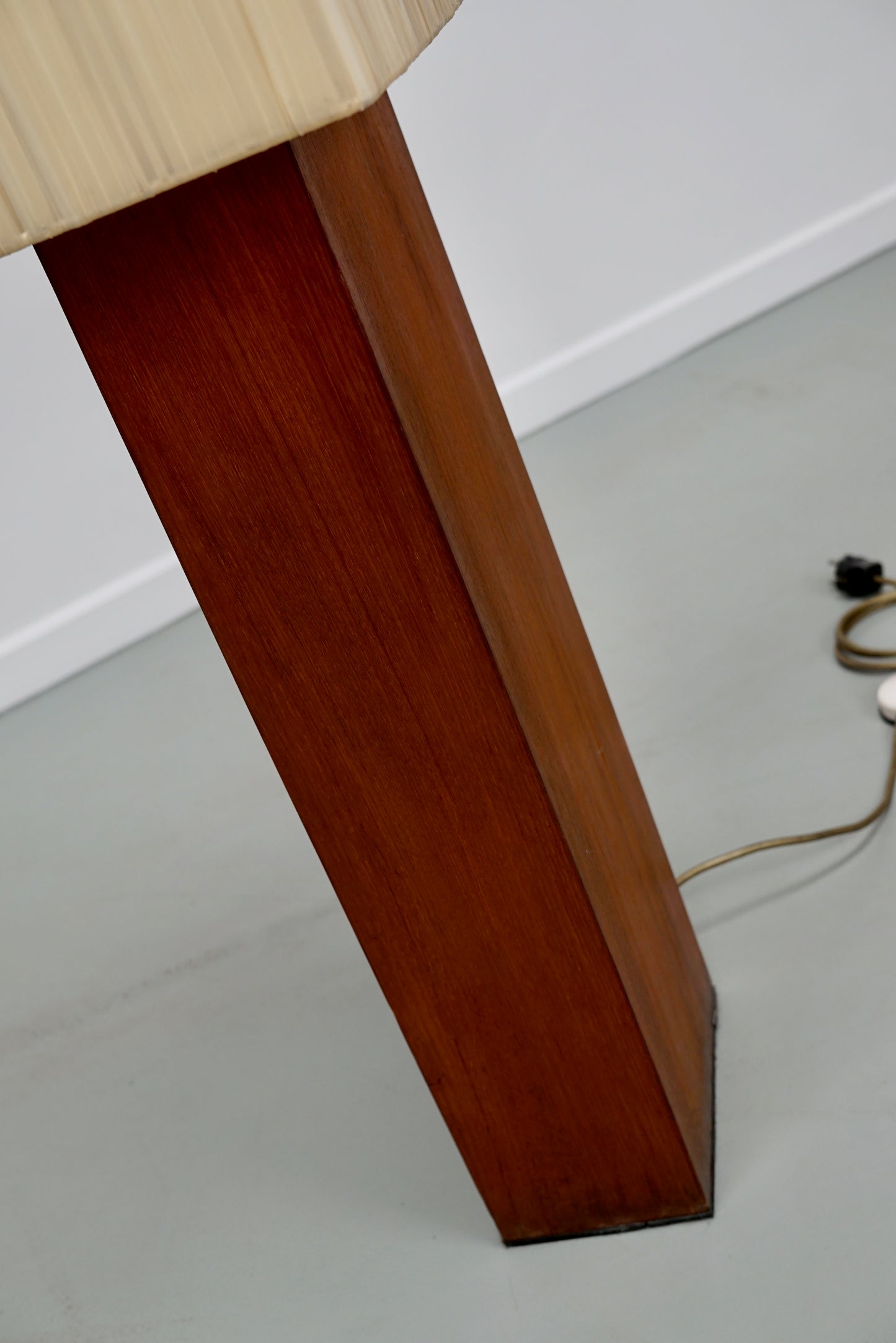 Large Vintage Teak Floorlamp with Square Beige Shade, 1960/70s