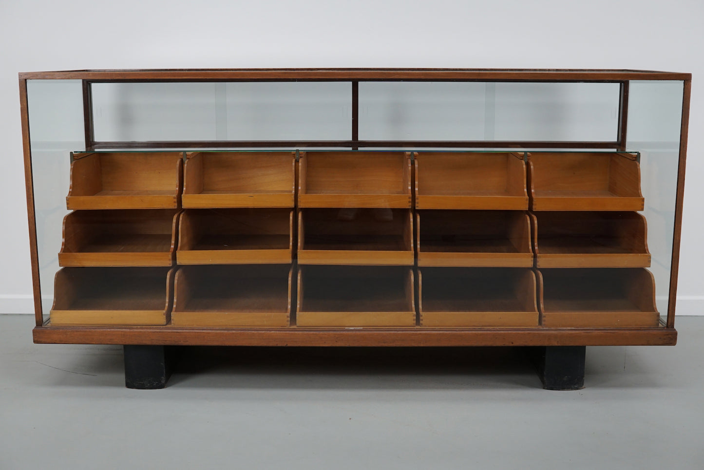 Antique British Maple & Hardwood Haberdashery Cabinet or Shop Counter, 1930s