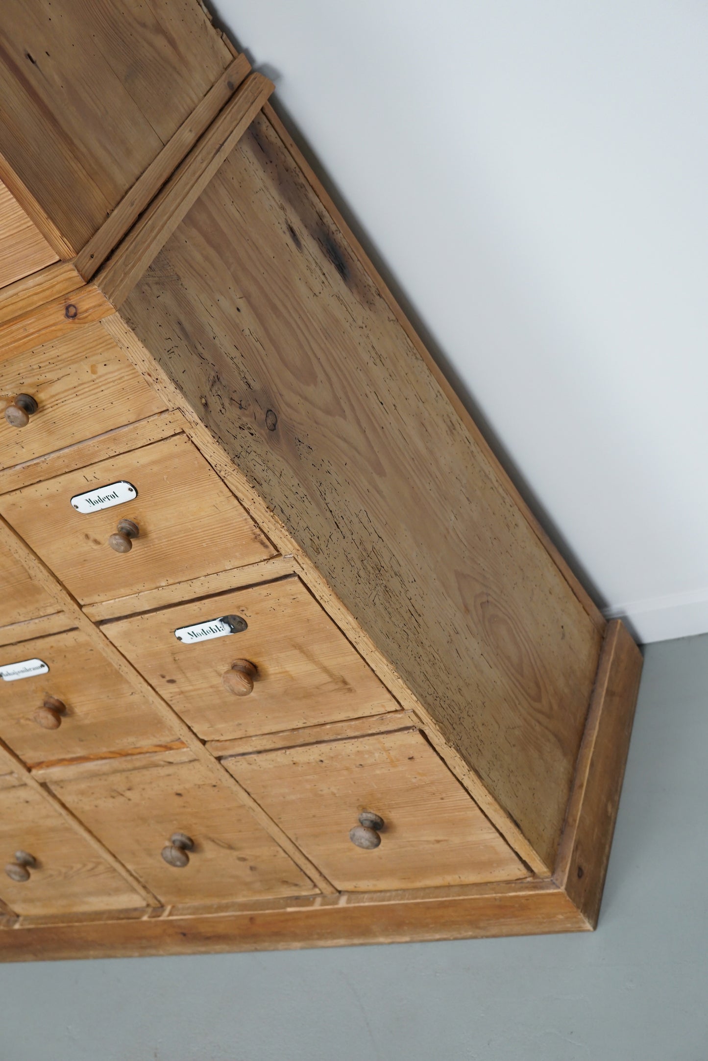 Large Antique German Pine Apothecary Cabinet / Vitrine early 20th Century