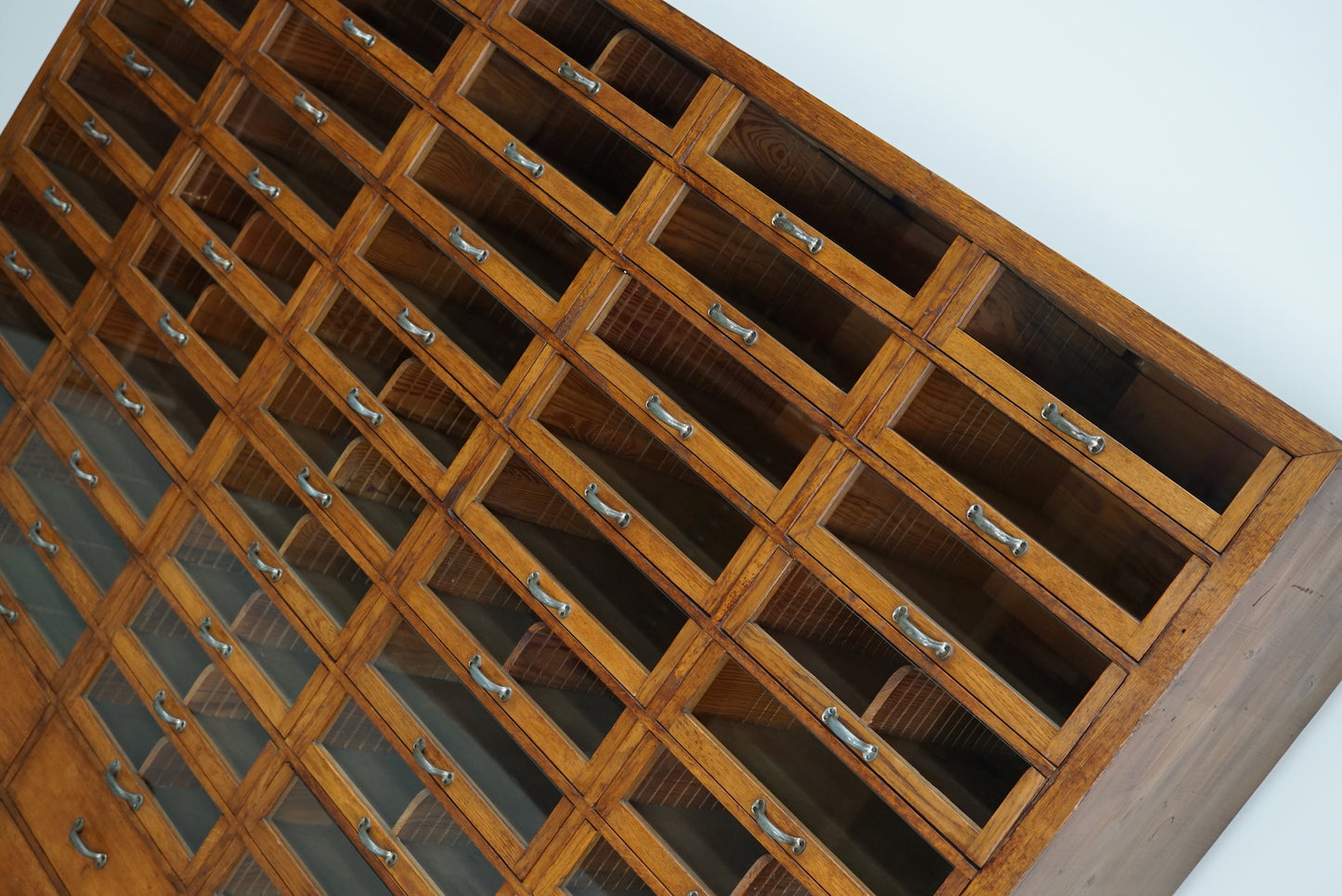 Large Vintage German Oak Haberdashery Shop Cabinet, 1940s