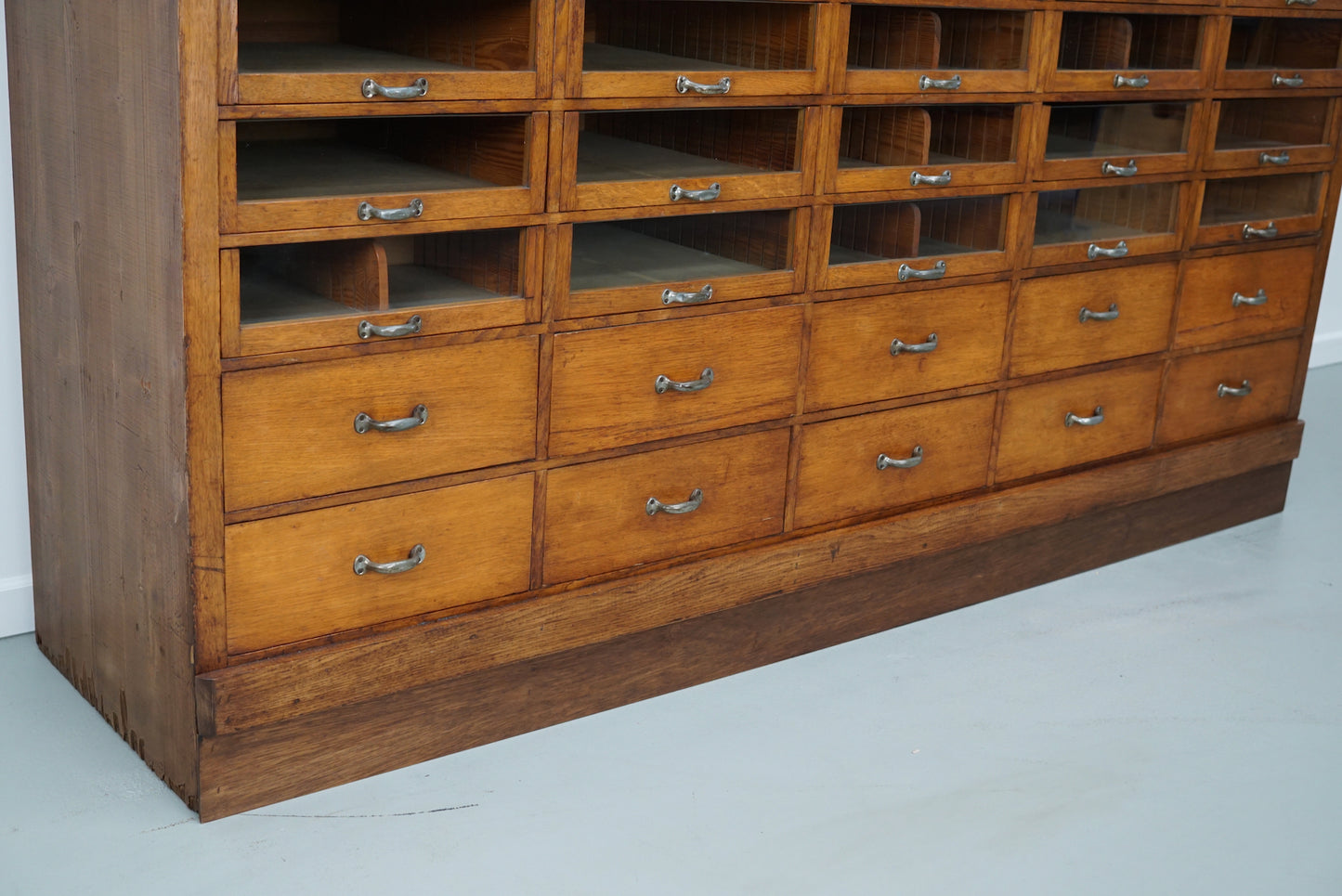 Large Vintage German Oak Haberdashery Shop Cabinet, 1940s