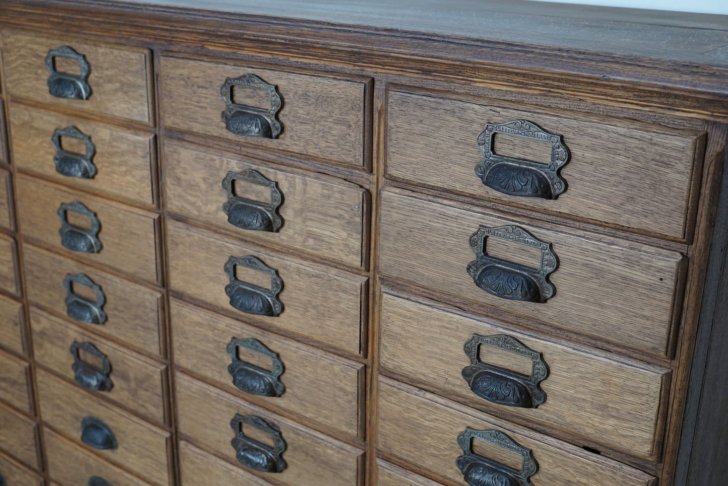 Antique French Oak Filing / Apothecary Cabinet by Chouanard, Ca 1910